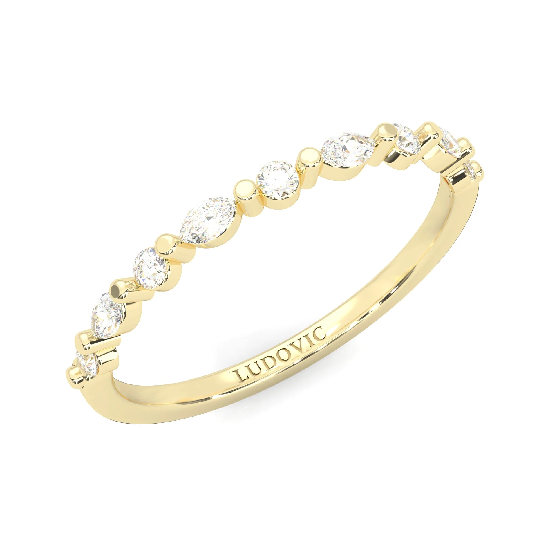 Ludovic Art Style Wedding Set (14k Solid Yellow Gold) - Image 17