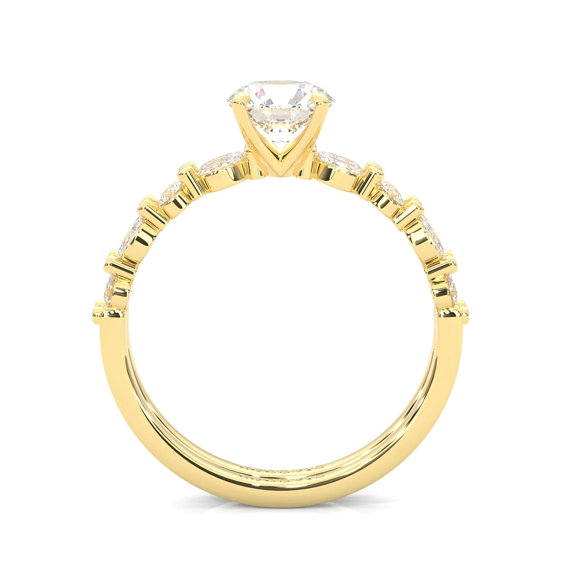 Ludovic Art Style Wedding Set (14k Solid Yellow Gold) - Image 4