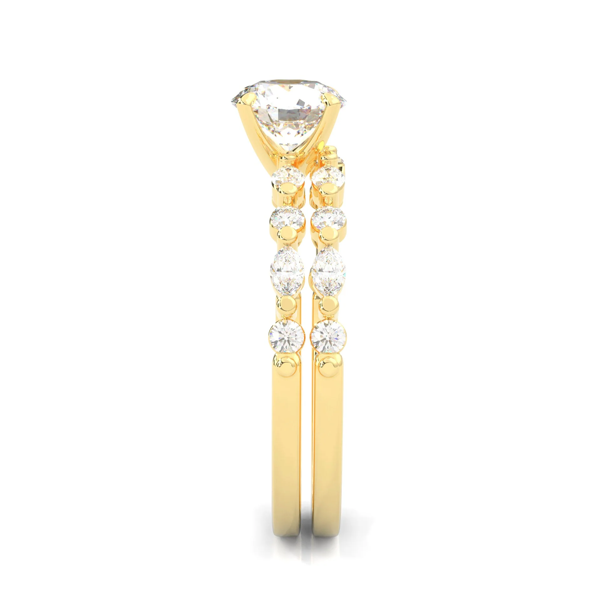 Ludovic Art Style Wedding Set (14k Solid Yellow Gold) - Image 5