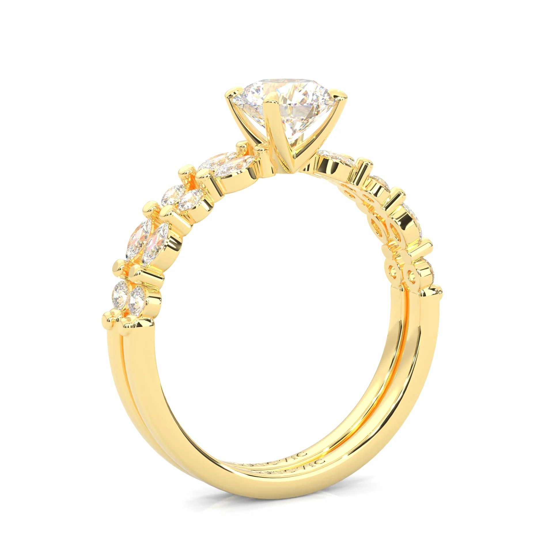 Ludovic Art Style Wedding Set (14k Solid Yellow Gold) - Image 6