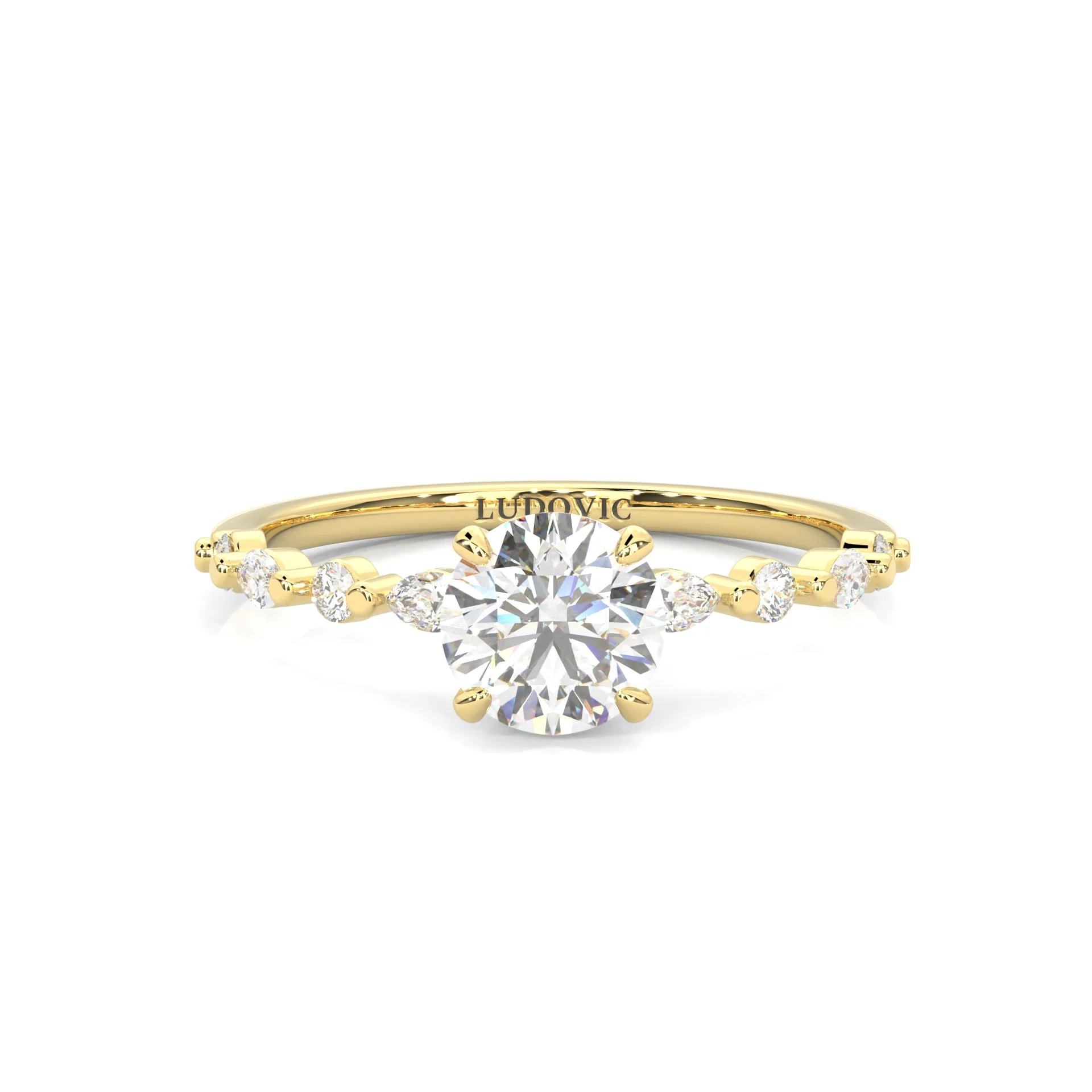 Ludovic Art Style Wedding Set (14k Solid Yellow Gold) - Image 8