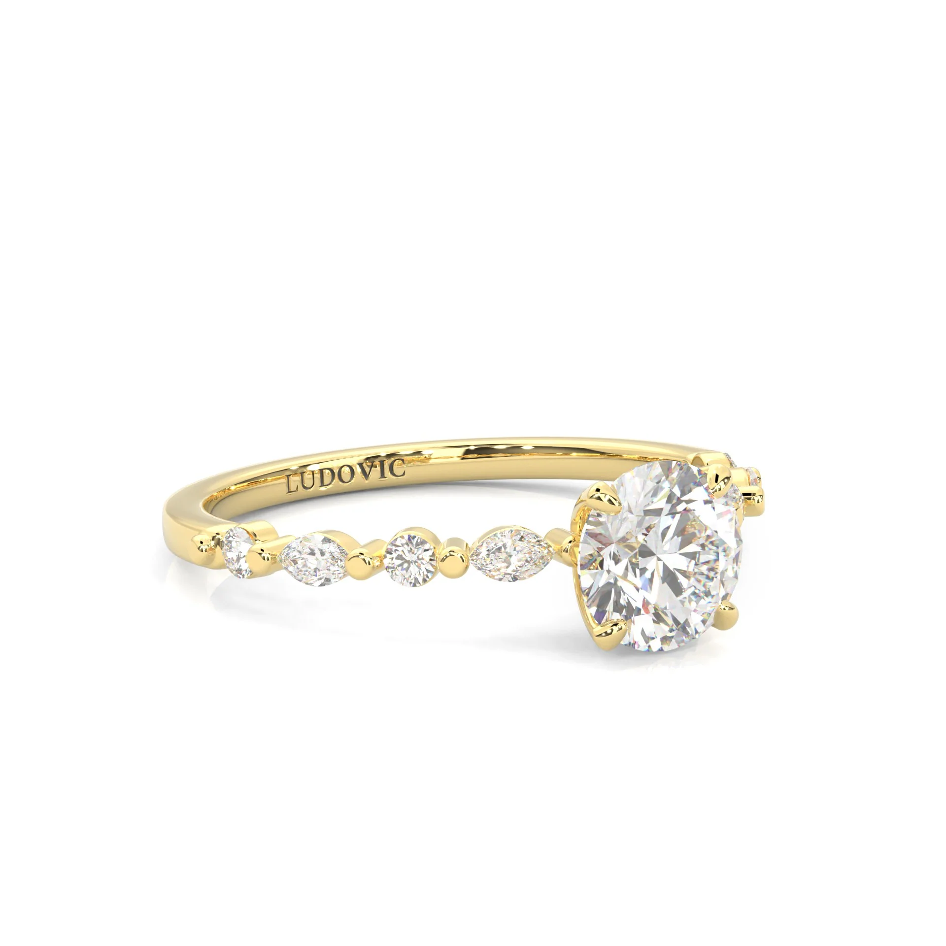 Ludovic Art Style Wedding Set (14k Solid Yellow Gold) - Image 9