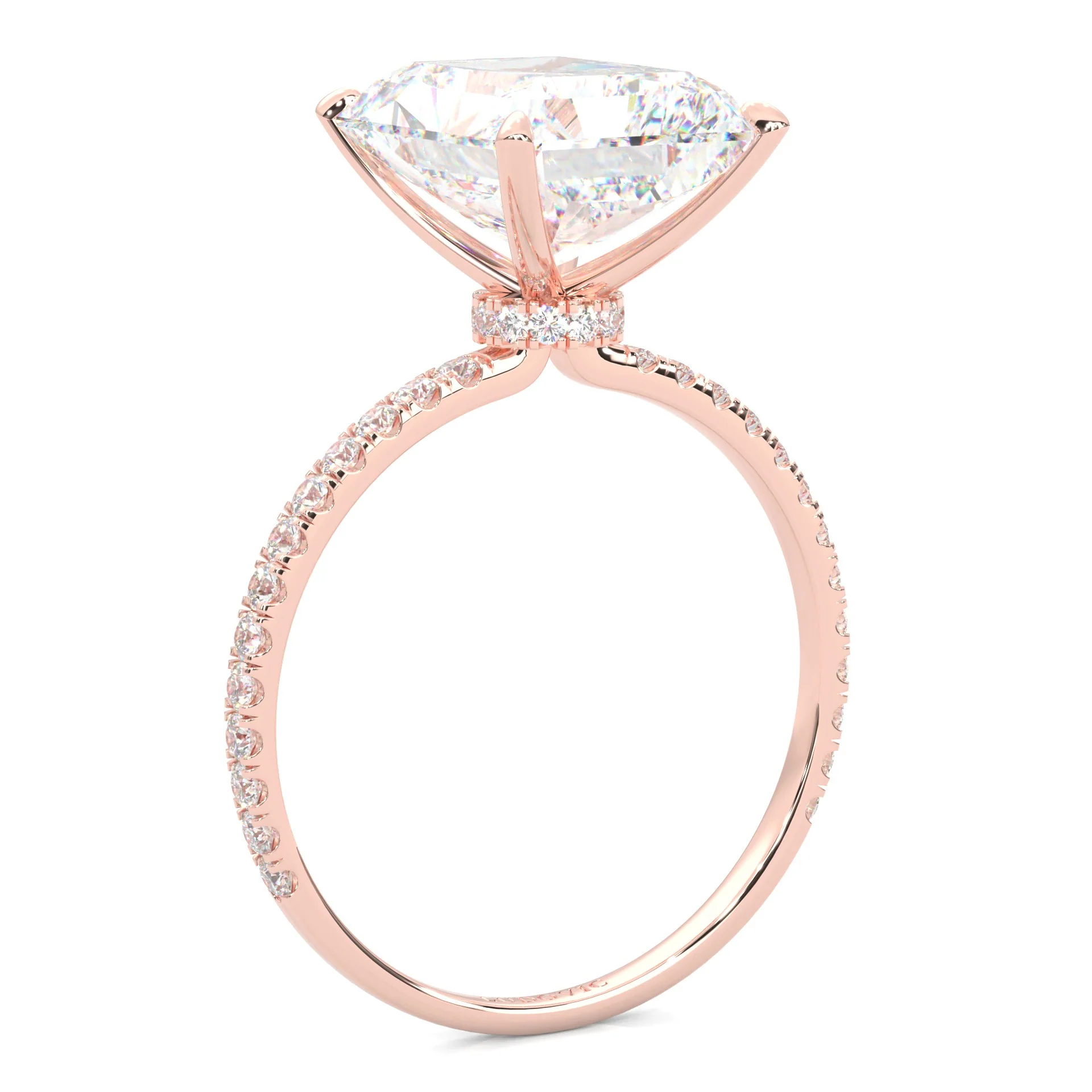 Ludovic Concealed Crown Ring Radiant Cut ( Rose Gold 14k ) - Image 3