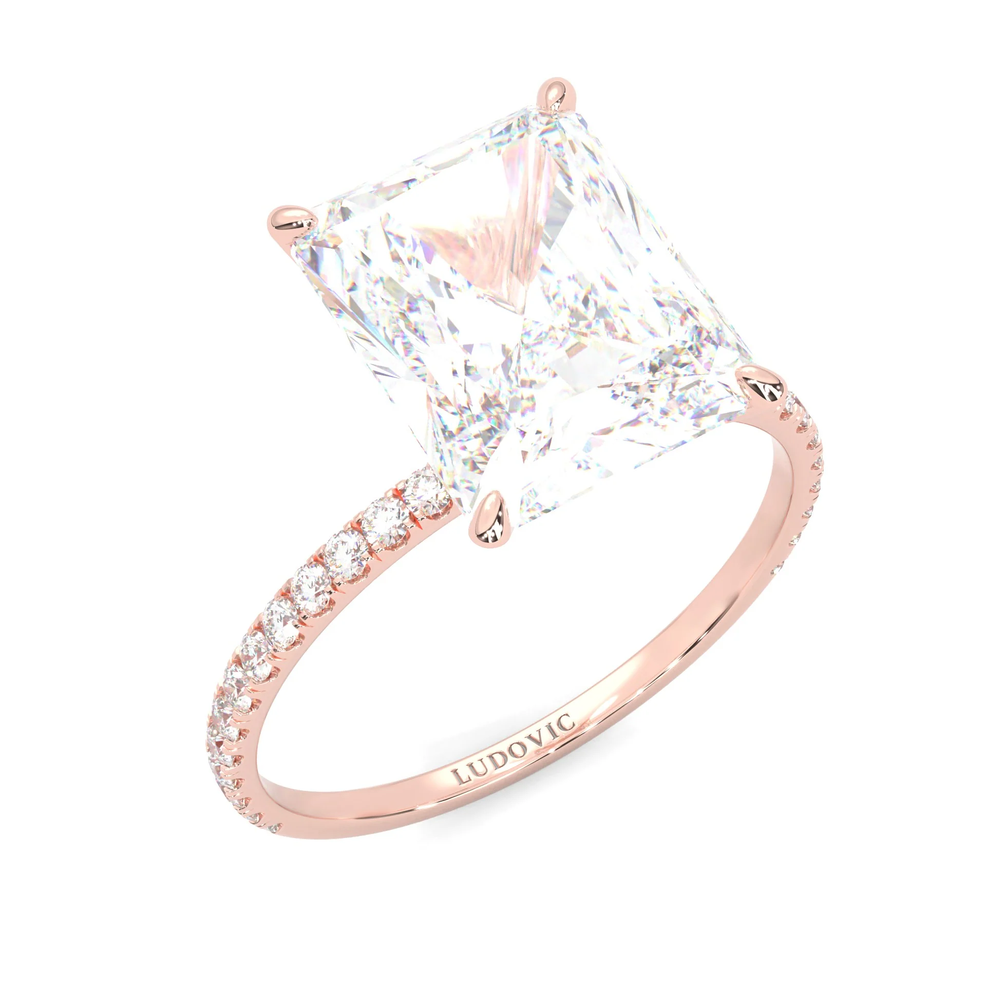 Ludovic Concealed Crown Ring Radiant Cut ( Rose Gold 14k ) - Image 6