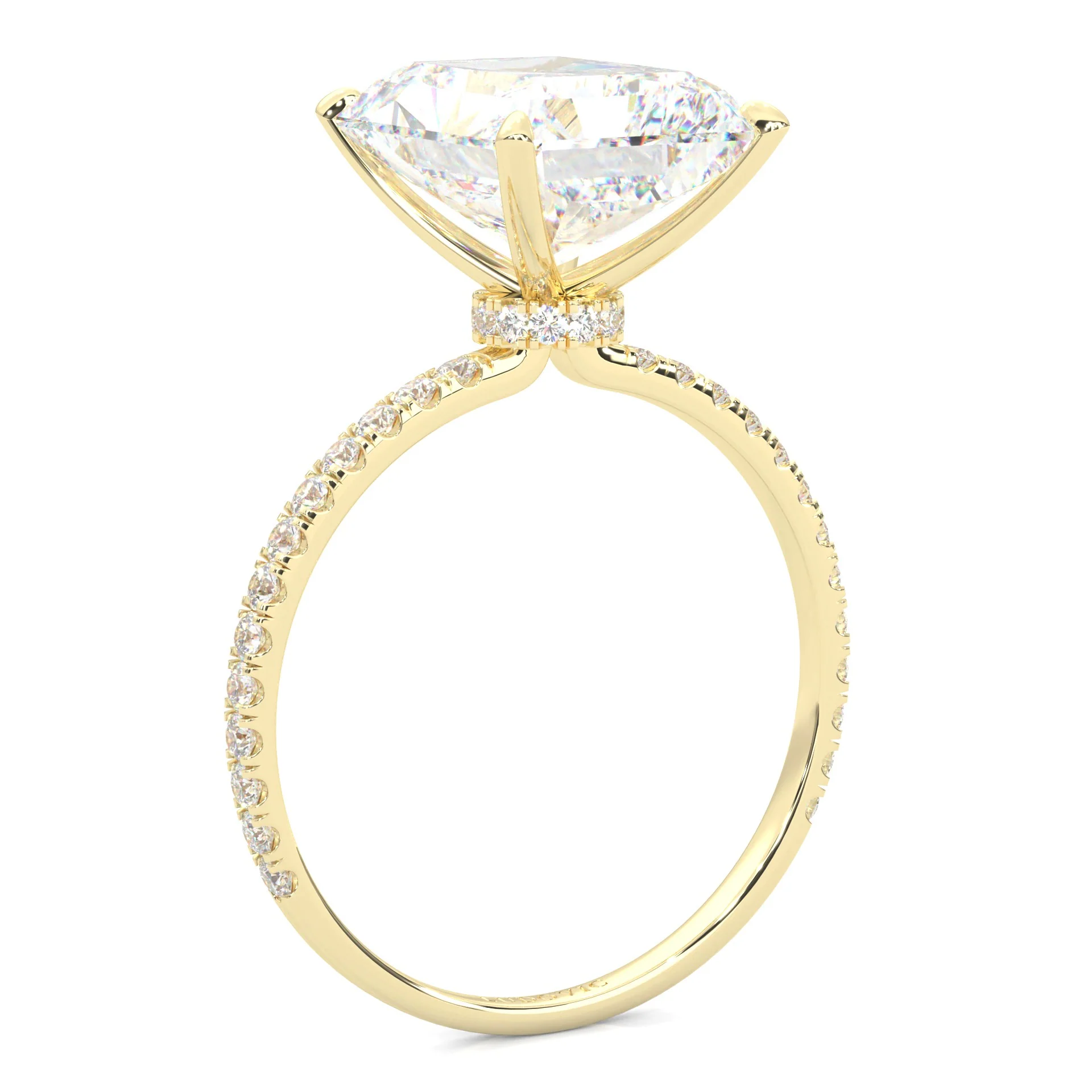 Ludovic Concealed Crown Ring Radiant Cut (Yellow Gold 14k ) - Image 3