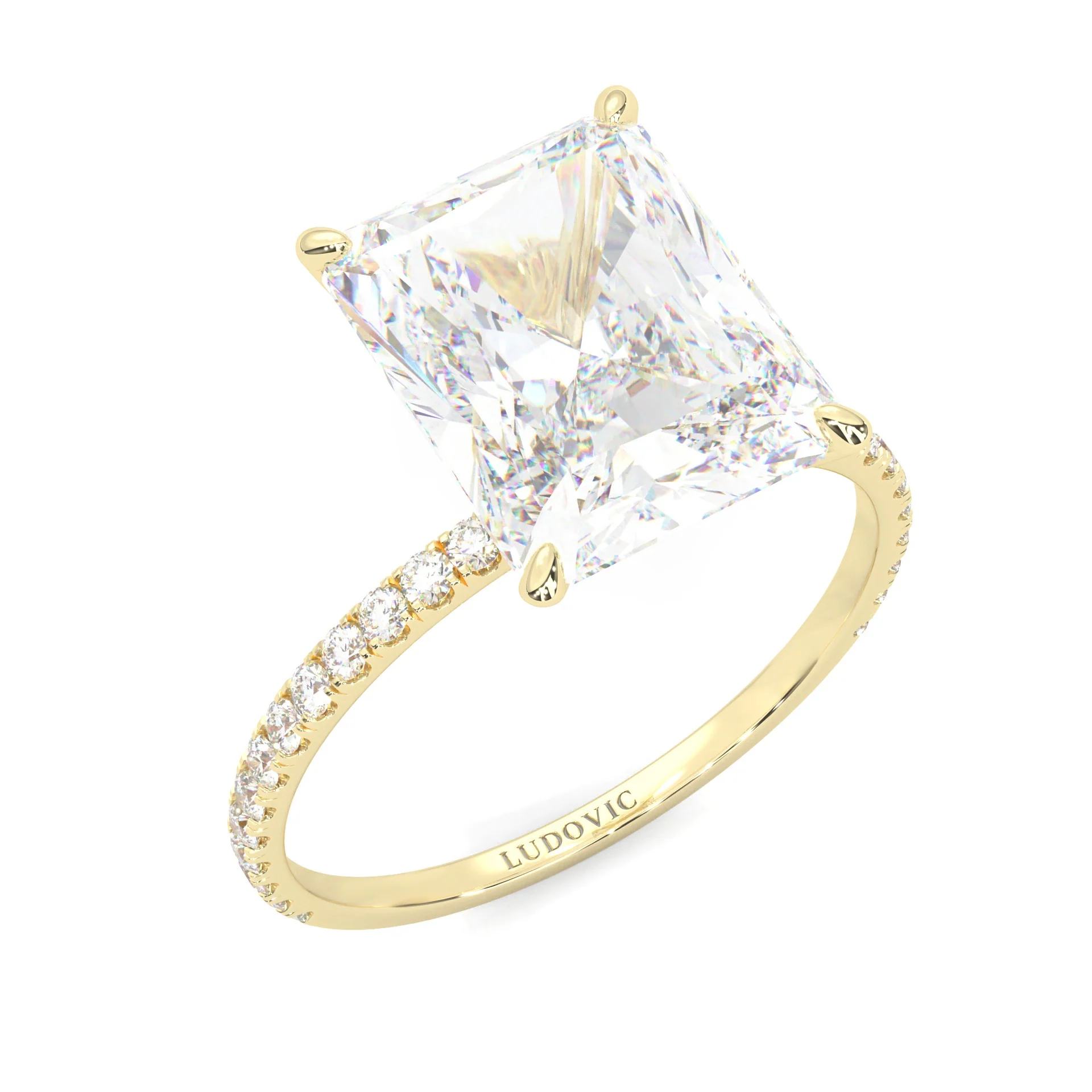 Ludovic Concealed Crown Ring Radiant Cut (Yellow Gold 14k ) - Image 6