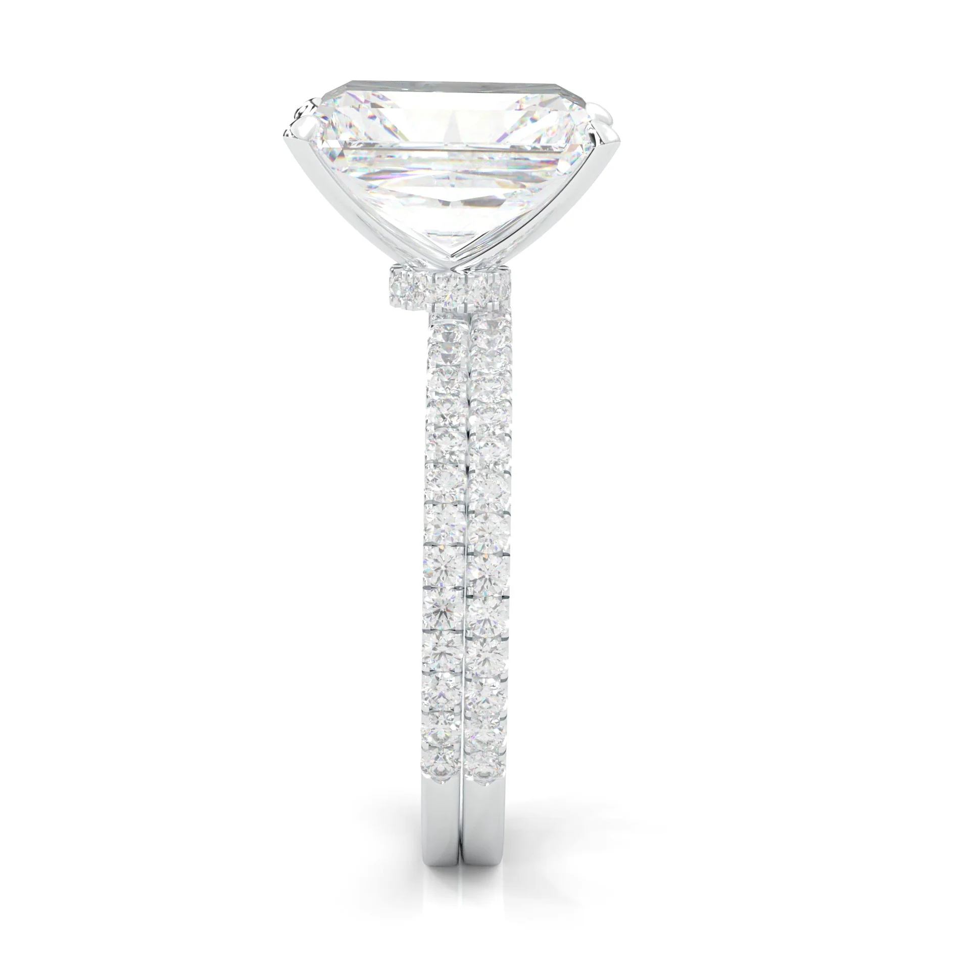 Ludovic Concealed Crown Wedding Set Radiant Cut (14k Solid Gold) - Image 6