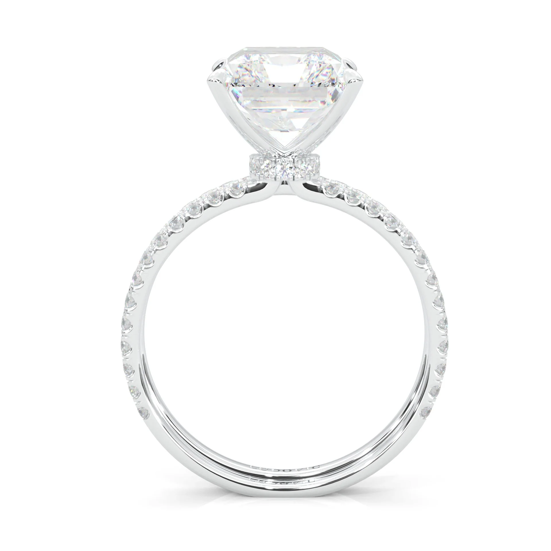 Ludovic Concealed Crown Wedding Set Radiant Cut (14k Solid Gold) - Image 7