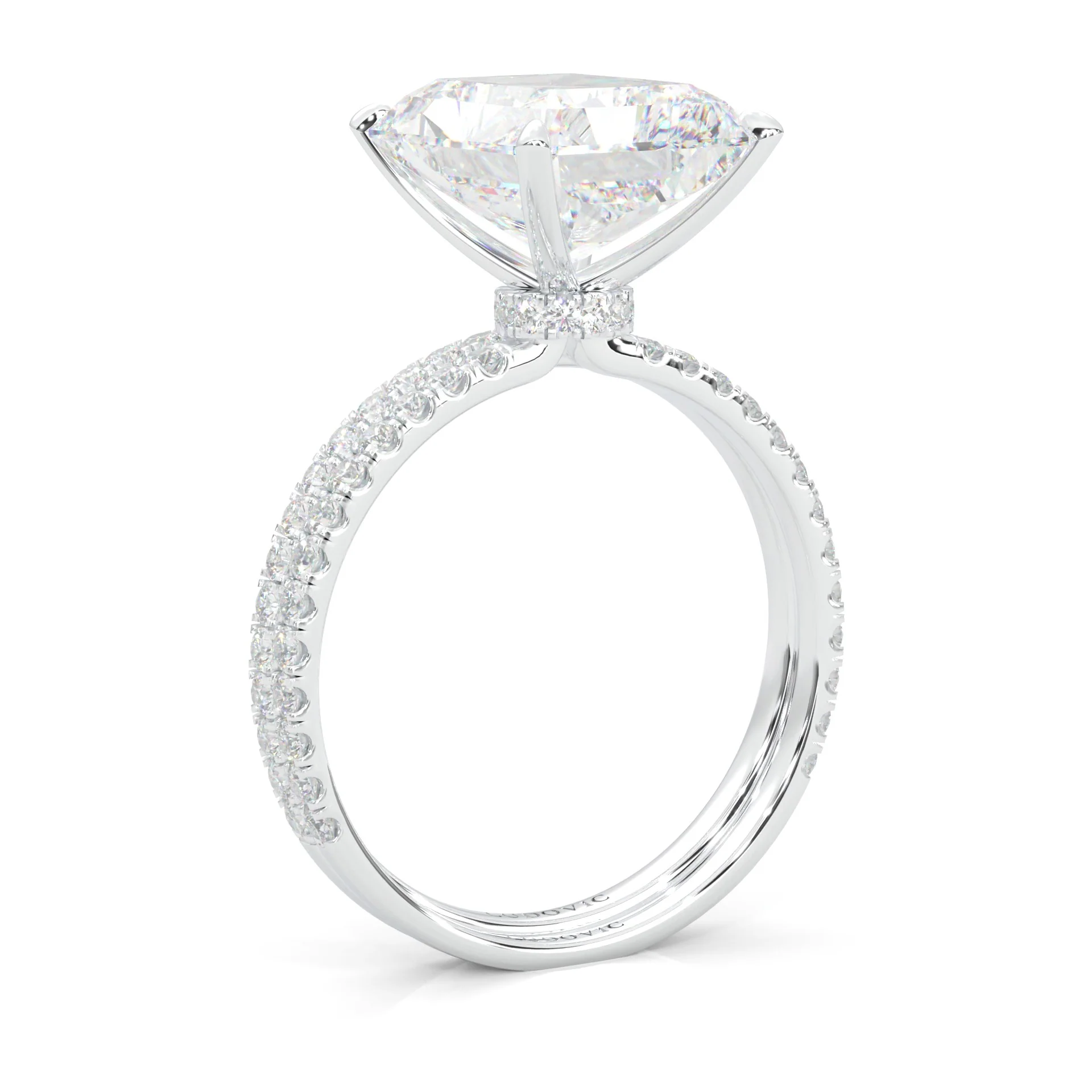 Ludovic Concealed Crown Wedding Set Radiant Cut (14k Solid Gold) - Image 8