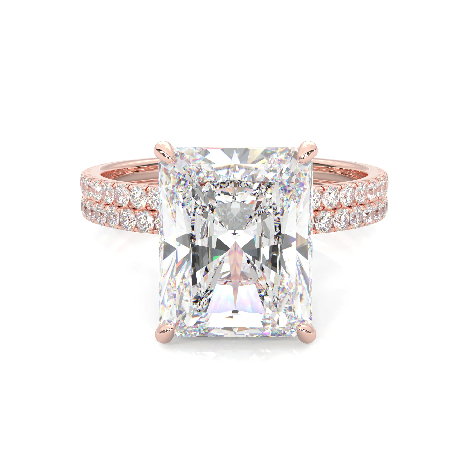 Ludovic Concealed Crown Wedding Set Radiant Cut (14k Solid Rose Gold)
