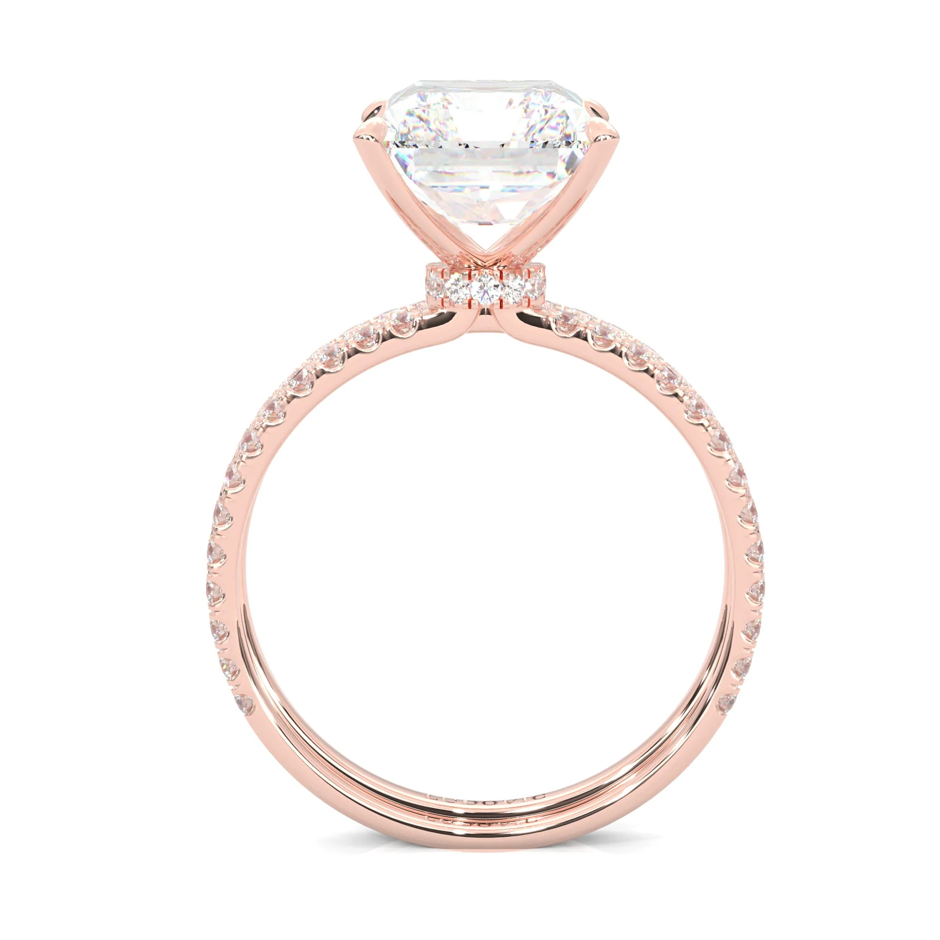 Ludovic Concealed Crown Wedding Set Radiant Cut (14k Solid Rose Gold) - Image 7