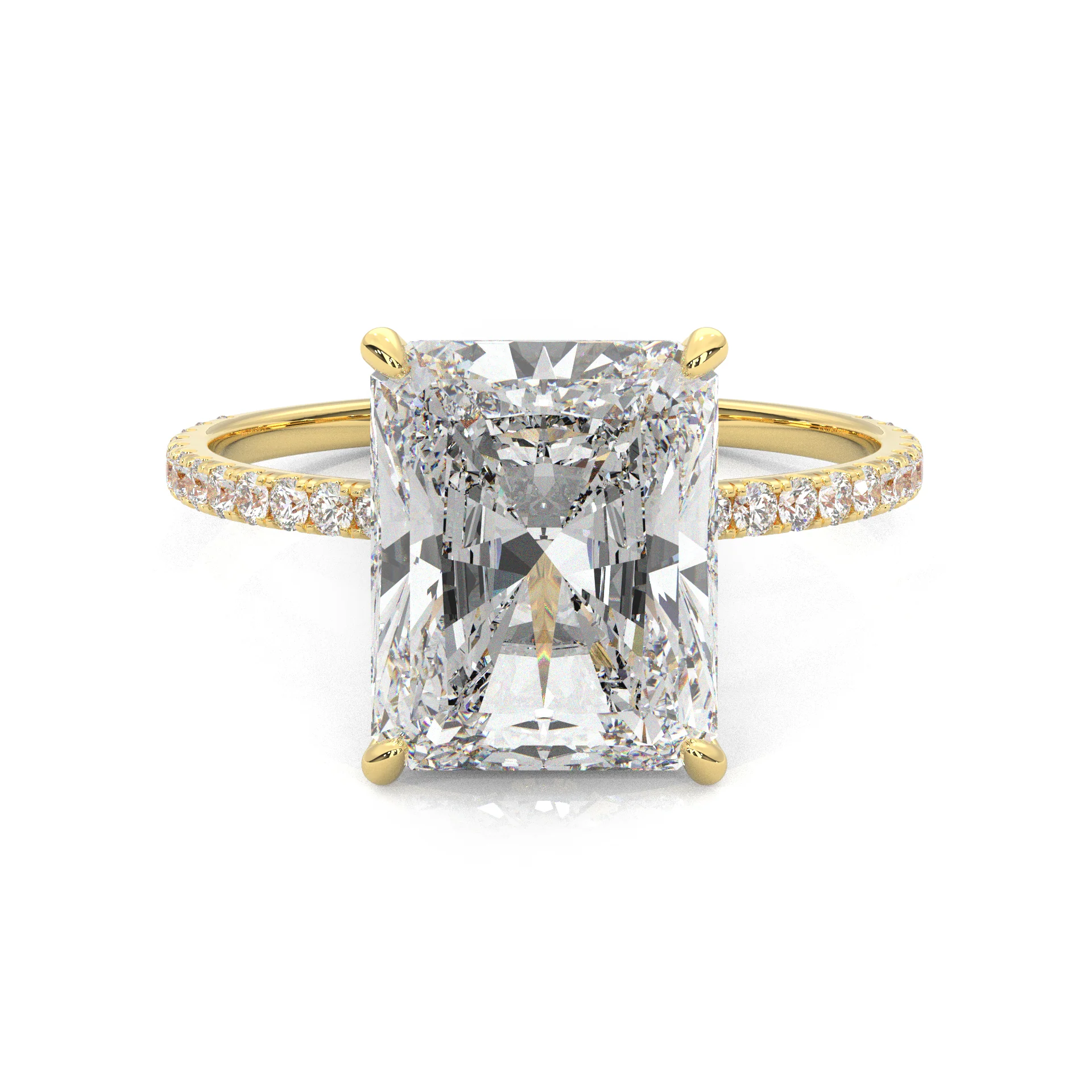 Ludovic Concealed Crown Wedding Set Radiant Cut (14k Solid Yellow Gold) - Image 3