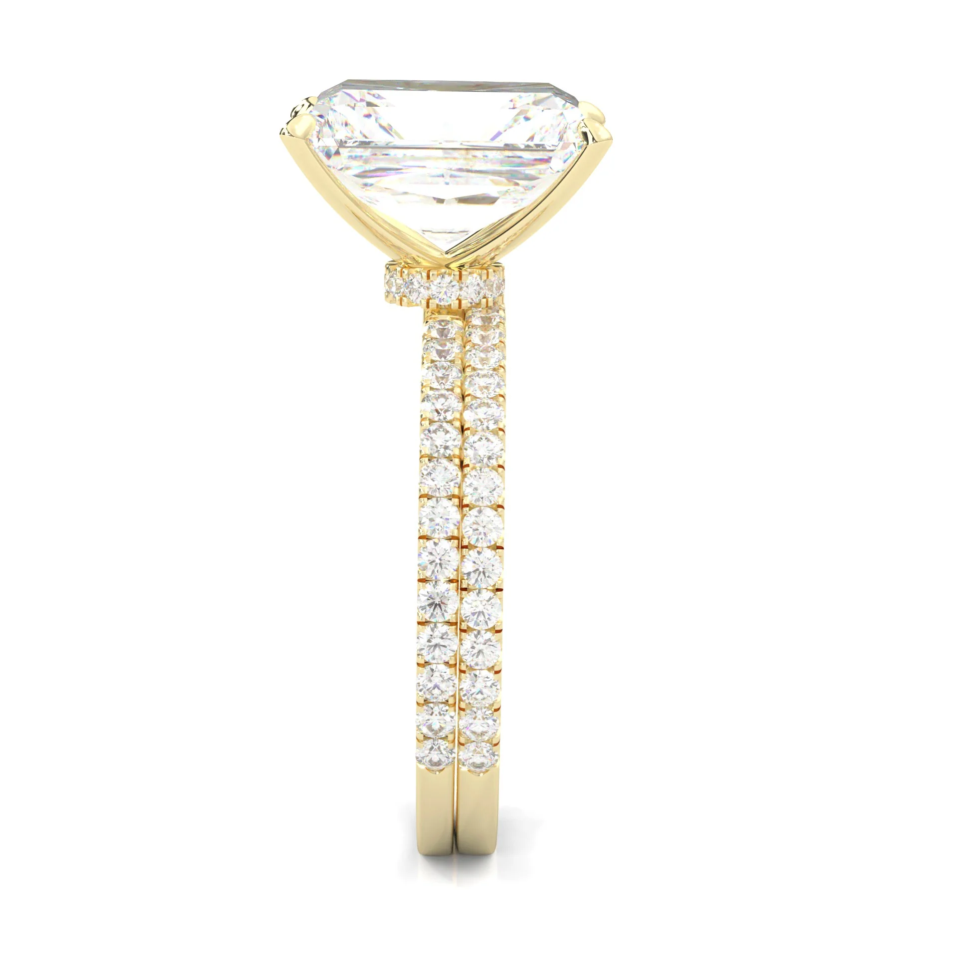 Ludovic Concealed Crown Wedding Set Radiant Cut (14k Solid Yellow Gold) - Image 6