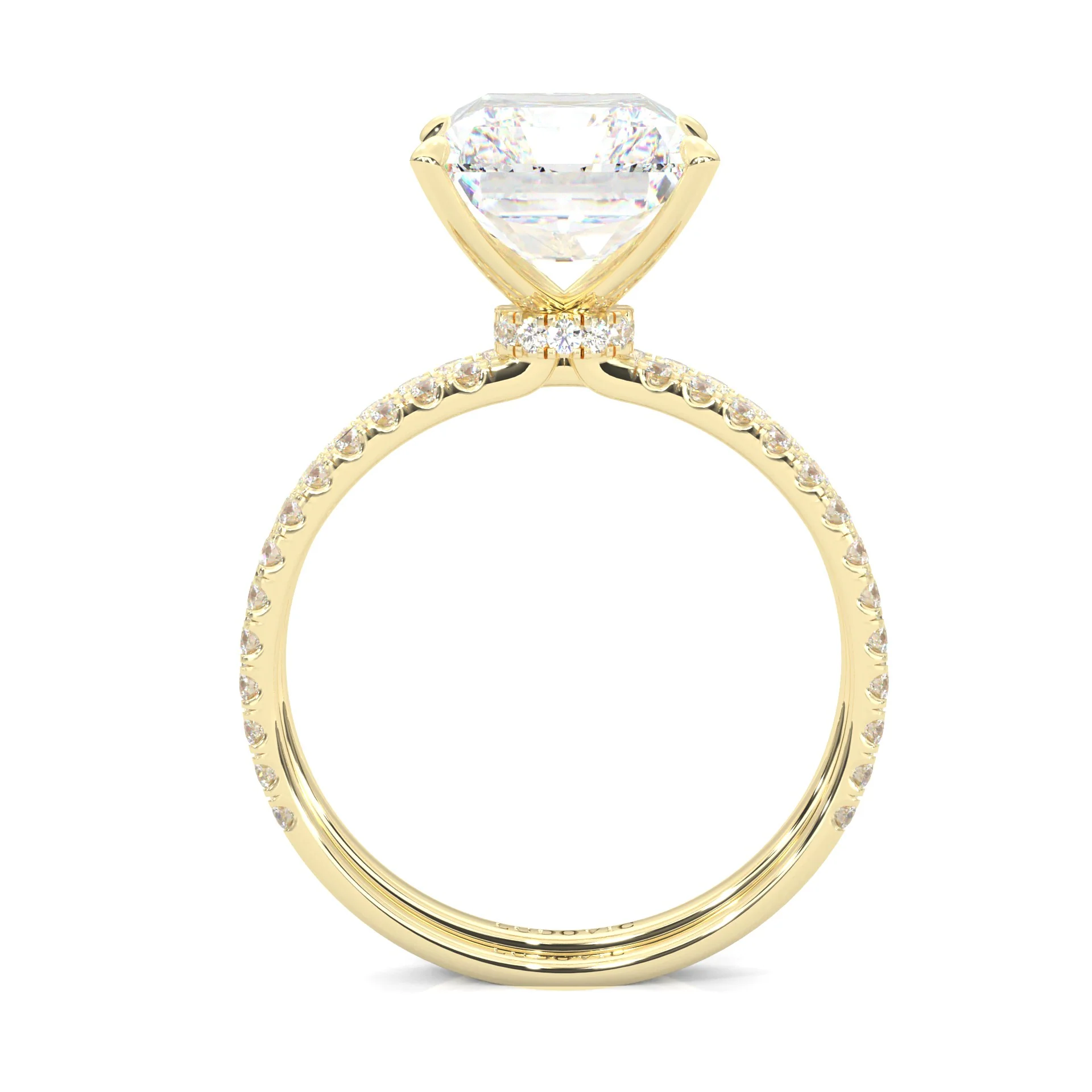 Ludovic Concealed Crown Wedding Set Radiant Cut (14k Solid Yellow Gold) - Image 7