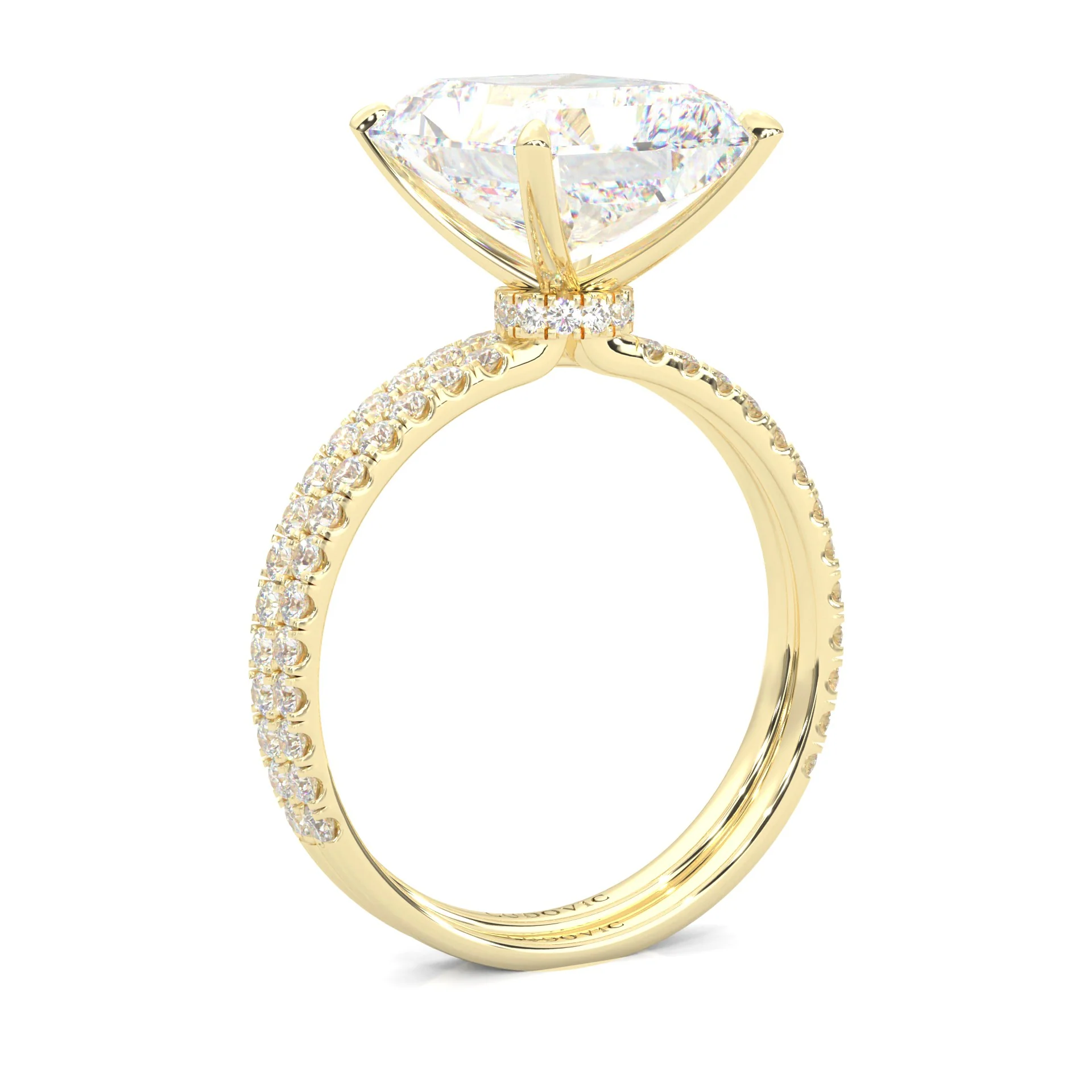 Ludovic Concealed Crown Wedding Set Radiant Cut (14k Solid Yellow Gold) - Image 8