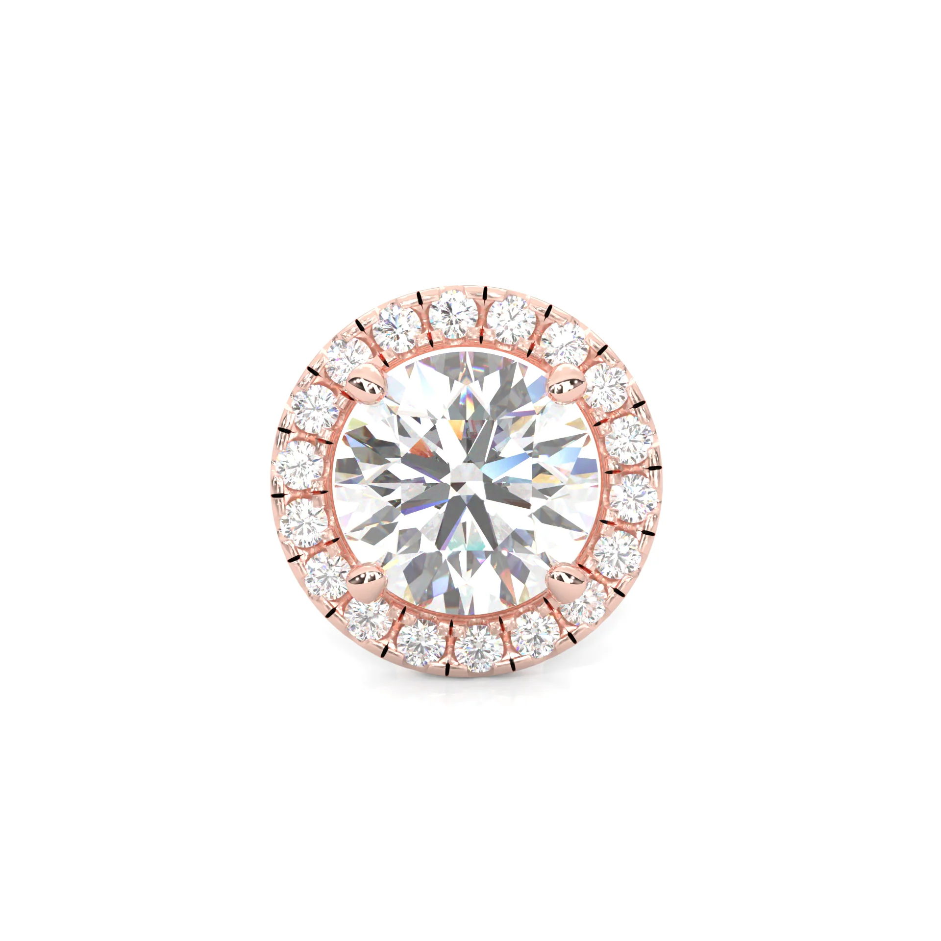 Ludovic Halo Stud Earrings ( Rose Gold 14k ) - Image 4