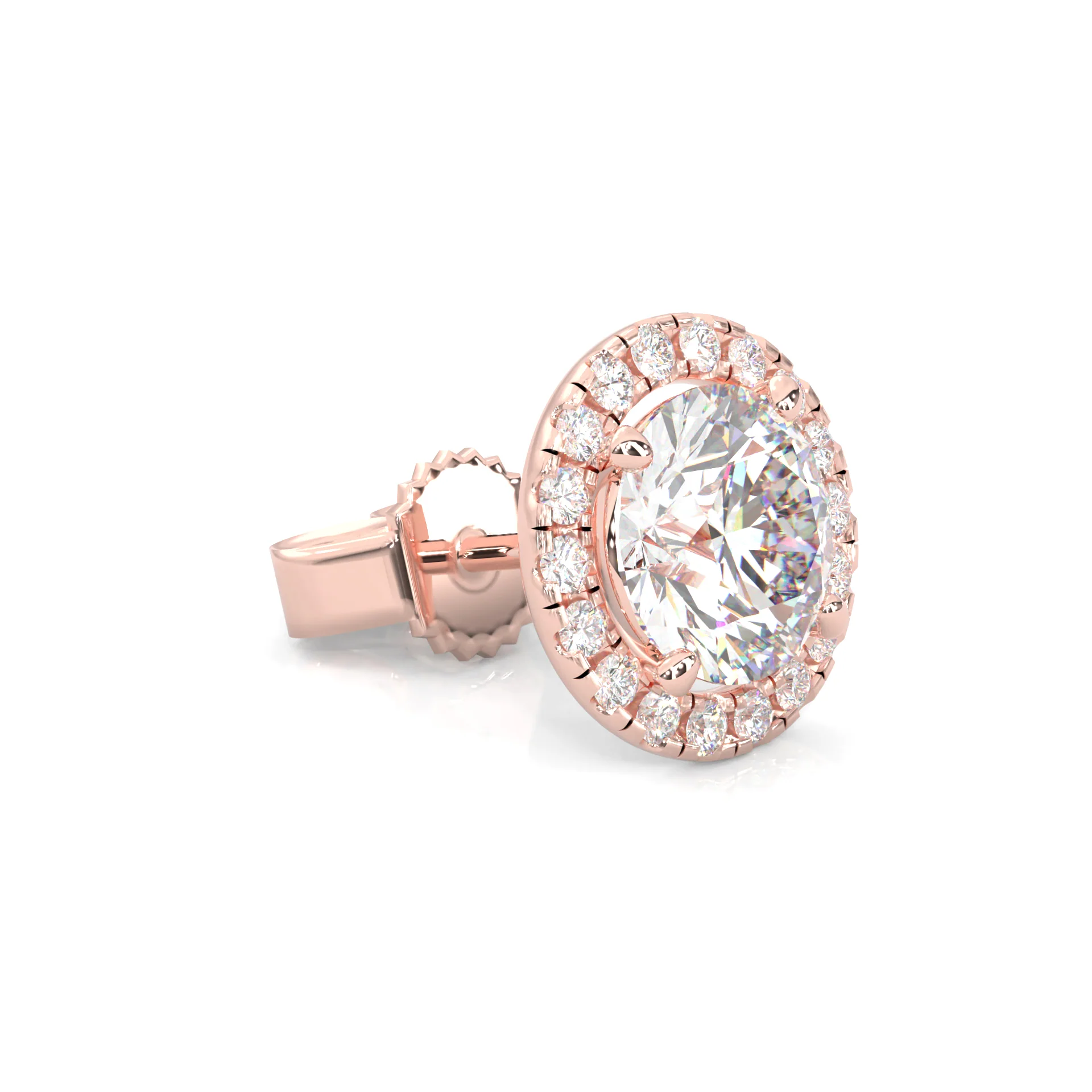 Ludovic Halo Stud Earrings ( Rose Gold 14k ) - Image 5