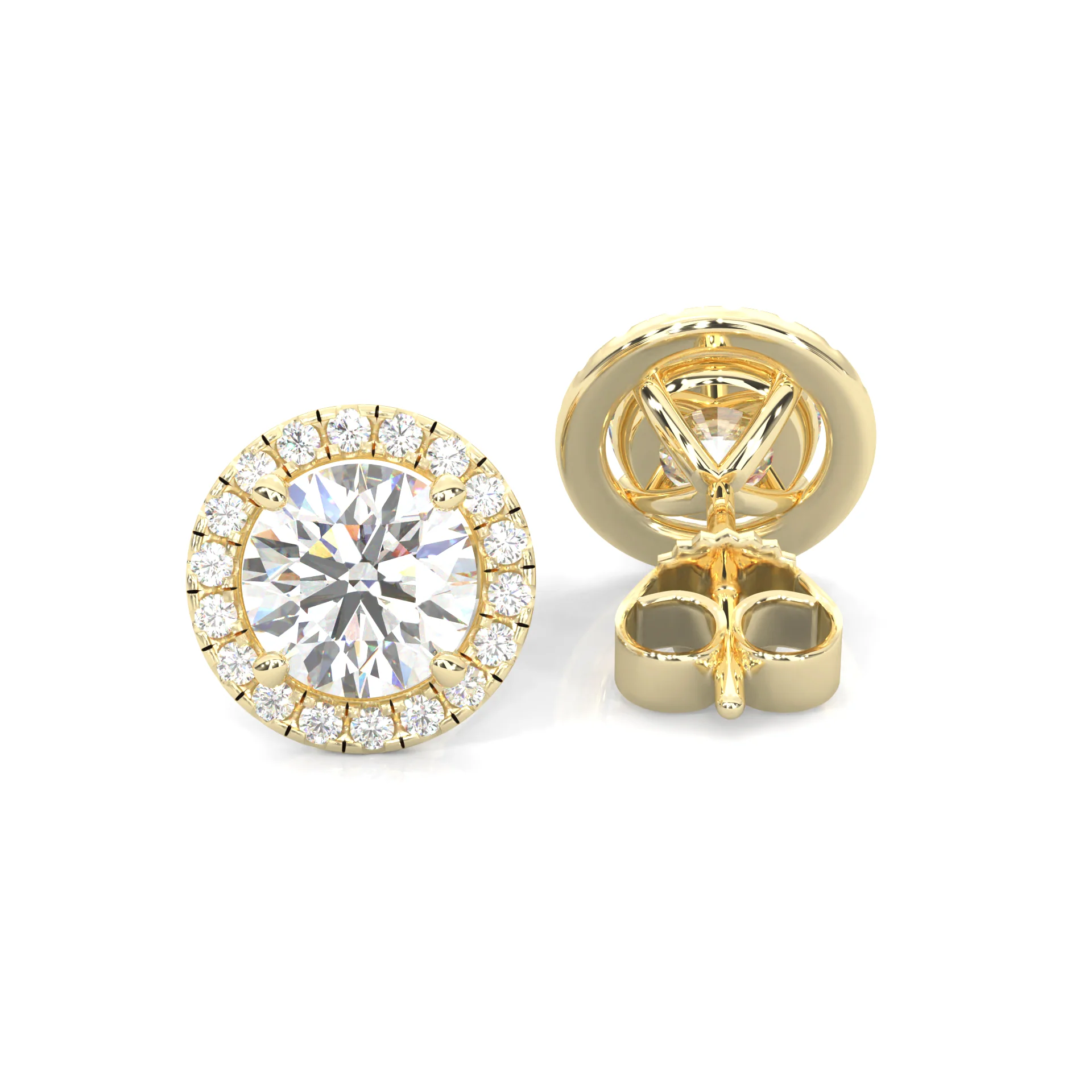 Ludovic Halo Stud Earrings ( Yellow Gold 14k ) - Image 3