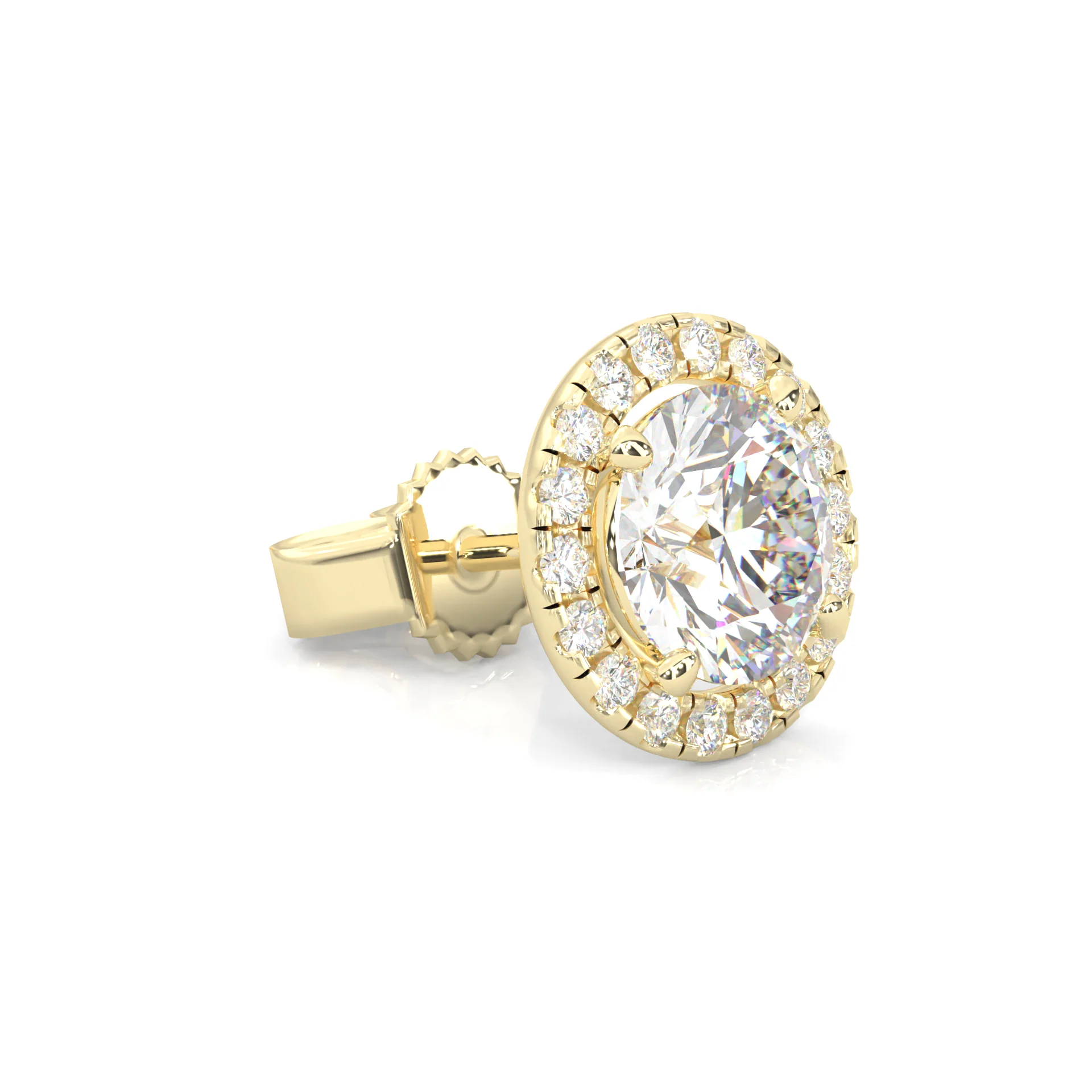 Ludovic Halo Stud Earrings ( Yellow Gold 14k ) - Image 5