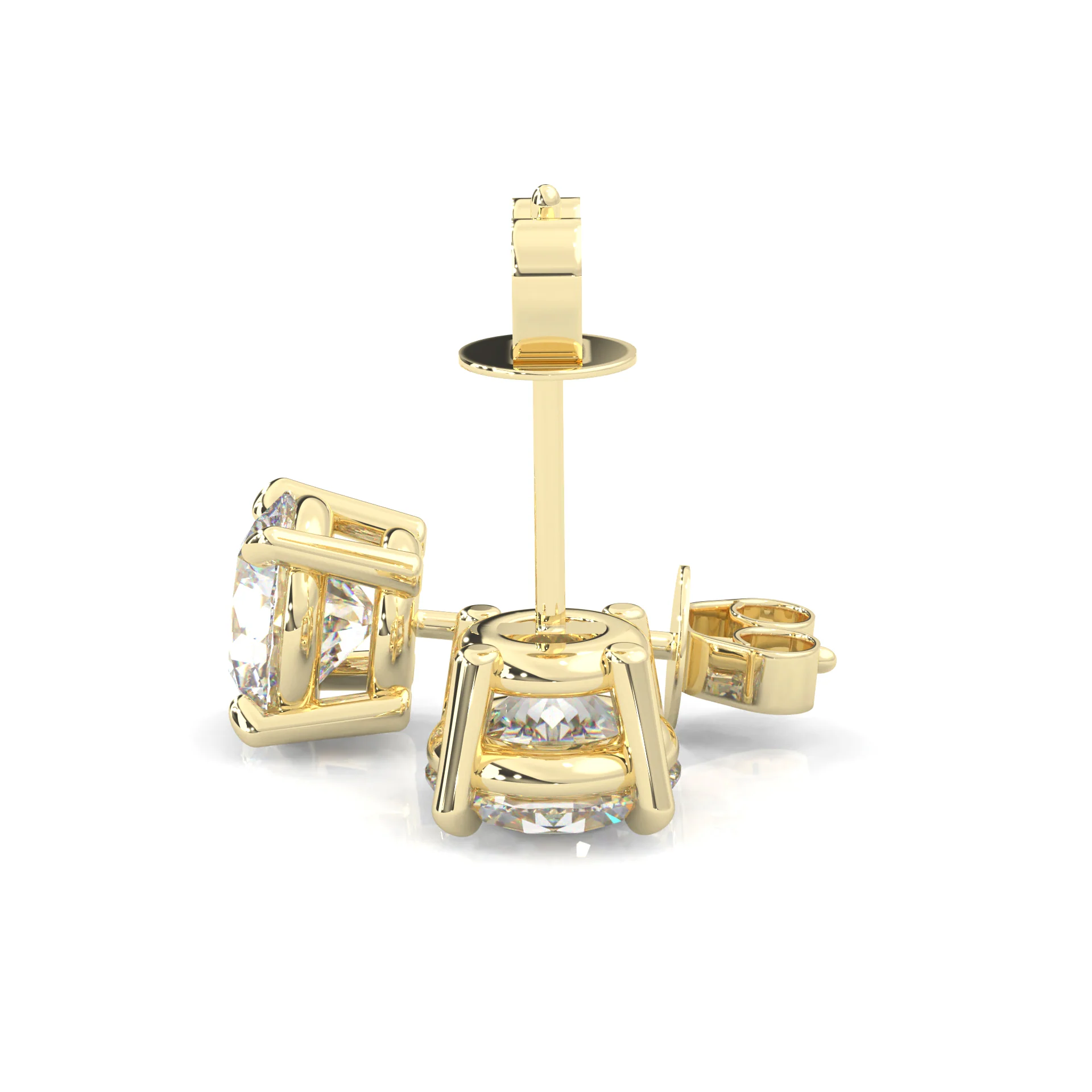 Ludovic Moissanite Stud Earring (Yellow Gold) - Image 6