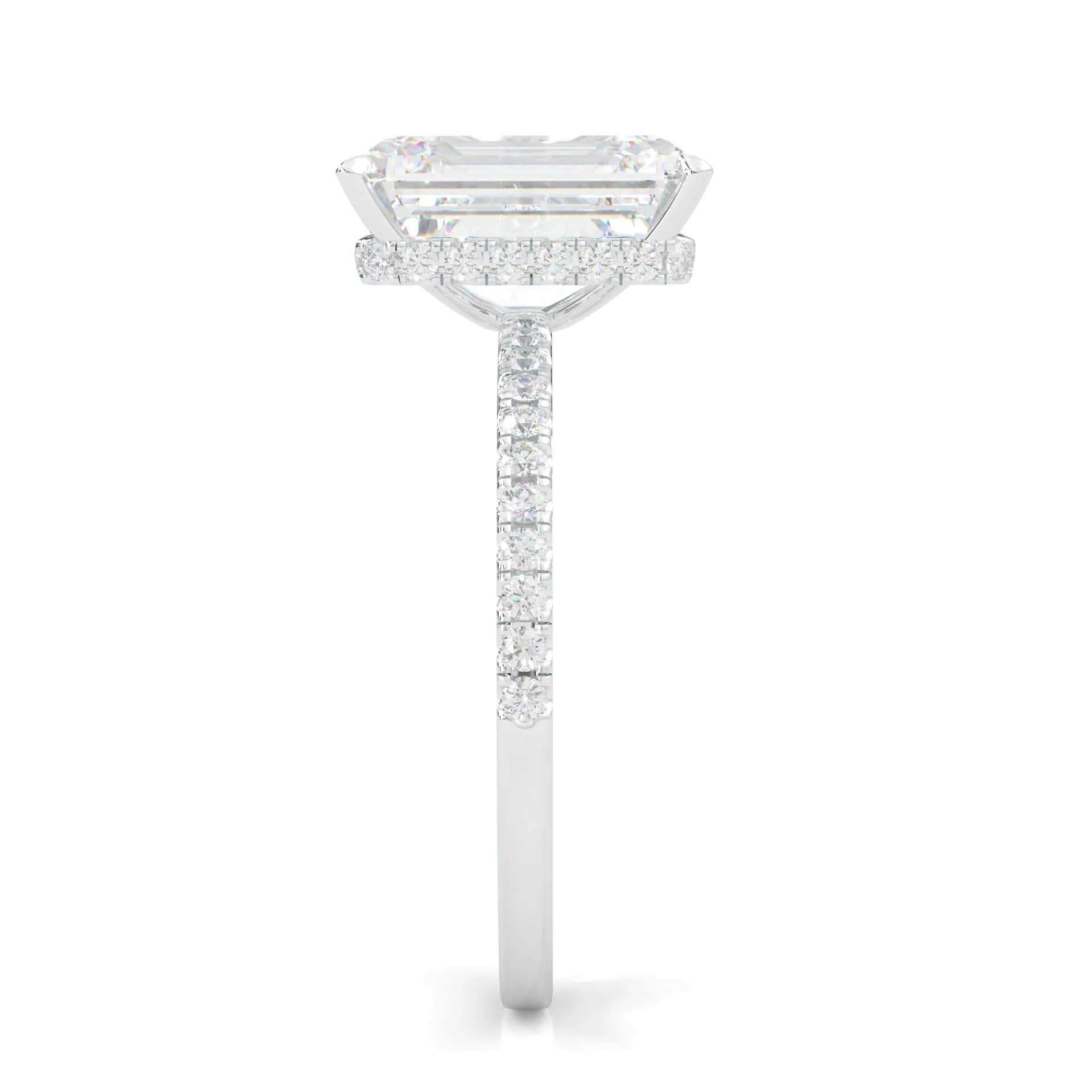 Luxurious Hidden Halo Ludovic Moissanite Ring Emerald-Cut (14k Solid Gold) - Image 4