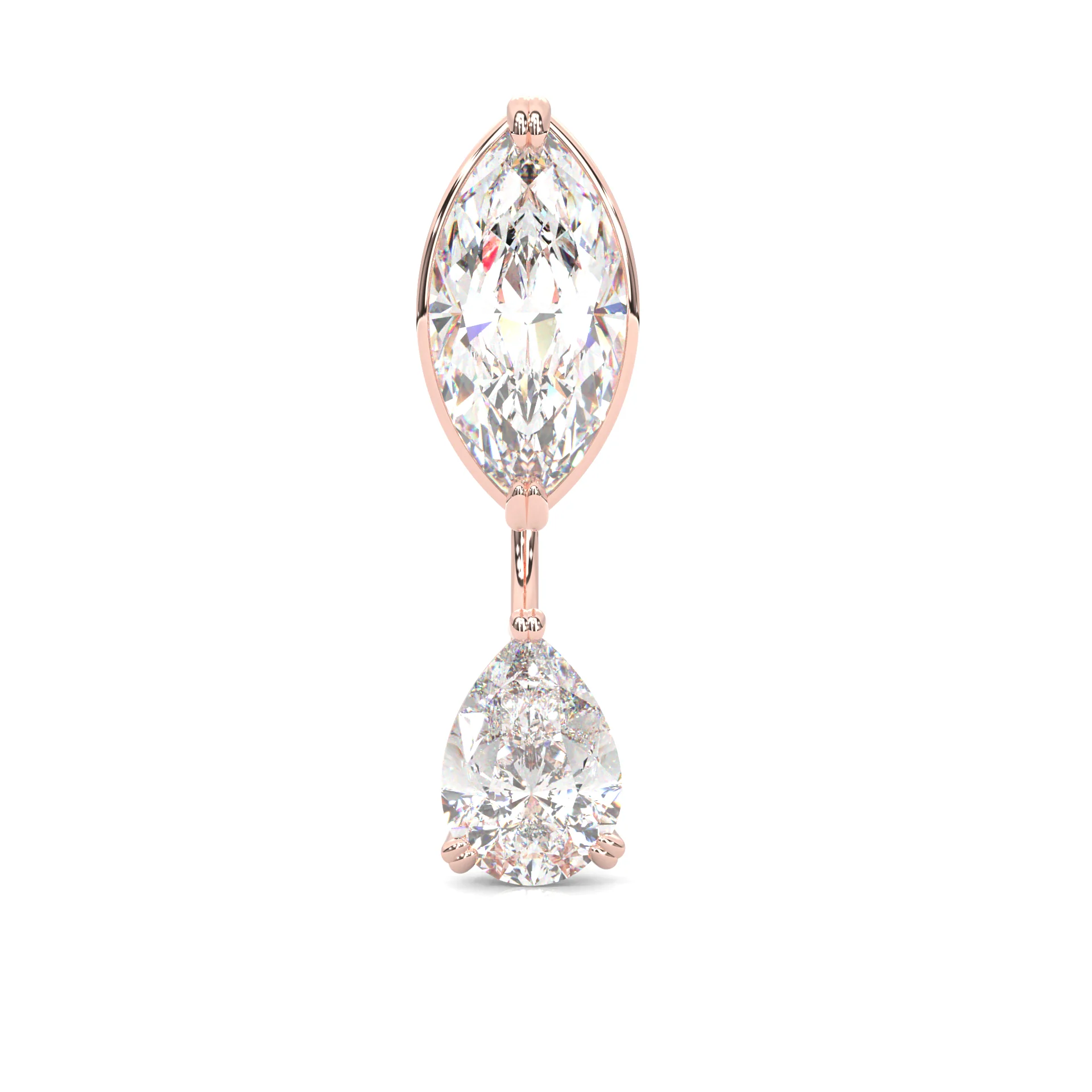 Marquise & Pear Drop Earrings ( Rose Gold 14k ) - Image 3