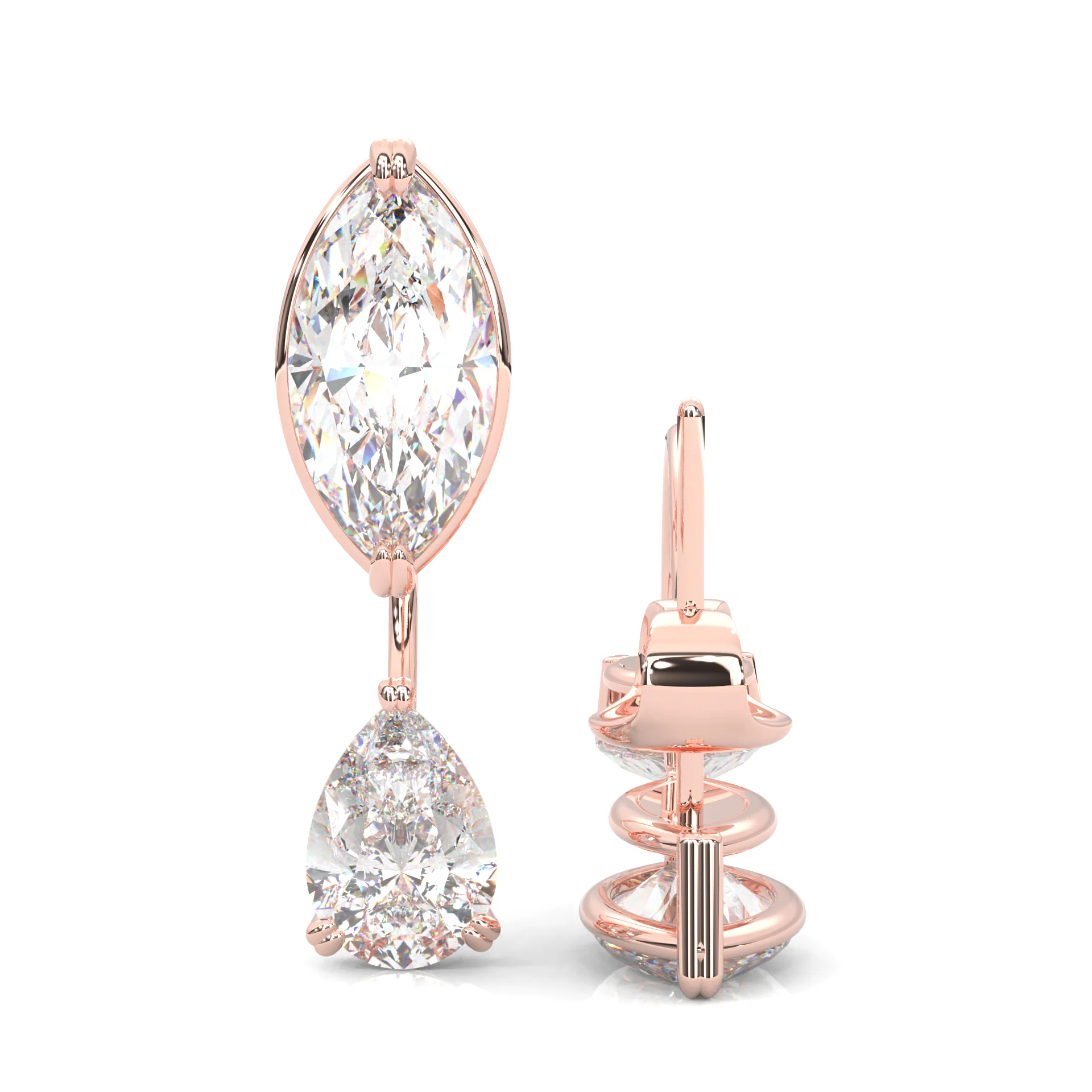 Marquise & Pear Drop Earrings ( Rose Gold 14k ) - Image 4