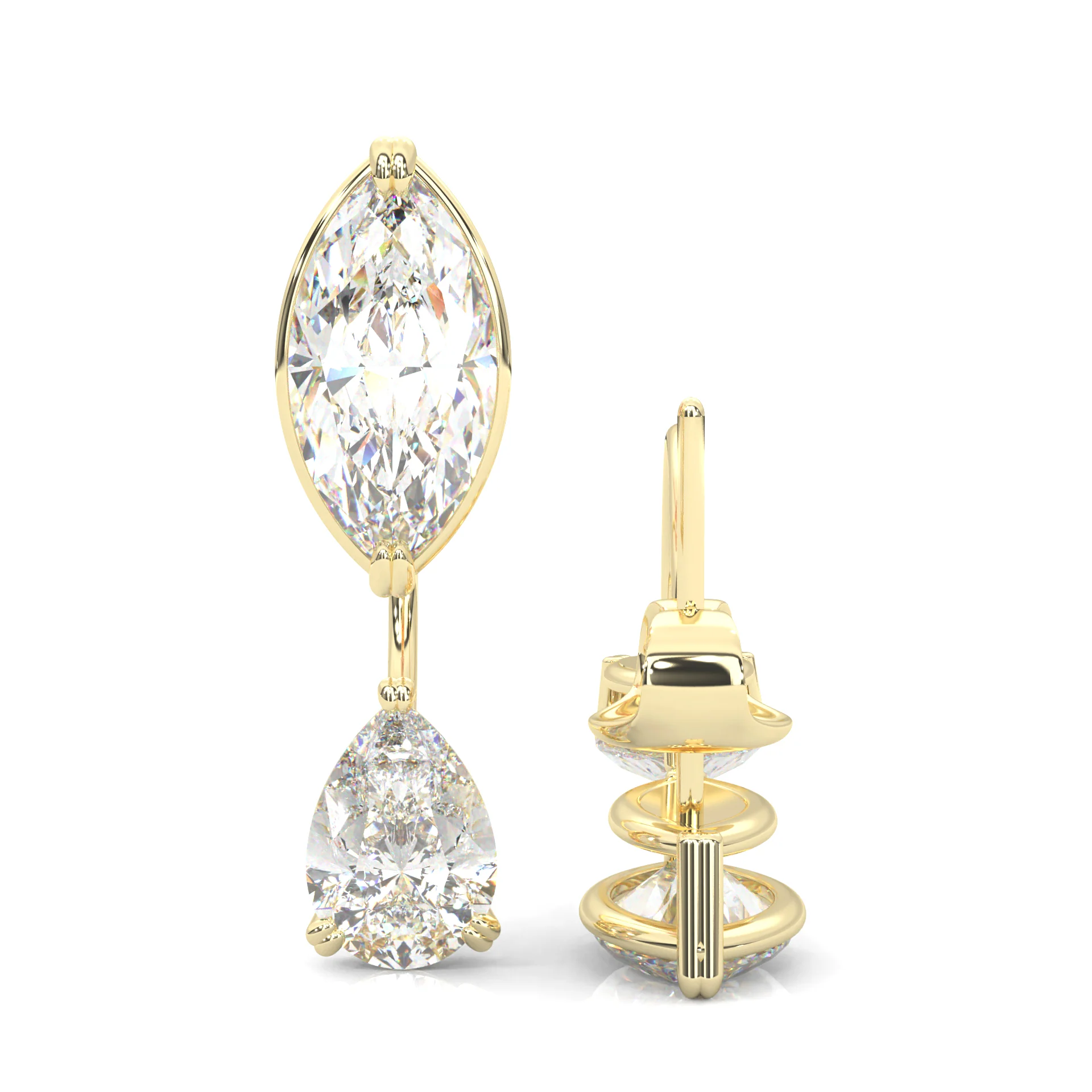 Marquise & Pear Drop Earrings  ( Yellow Gold 14k ) - Image 3
