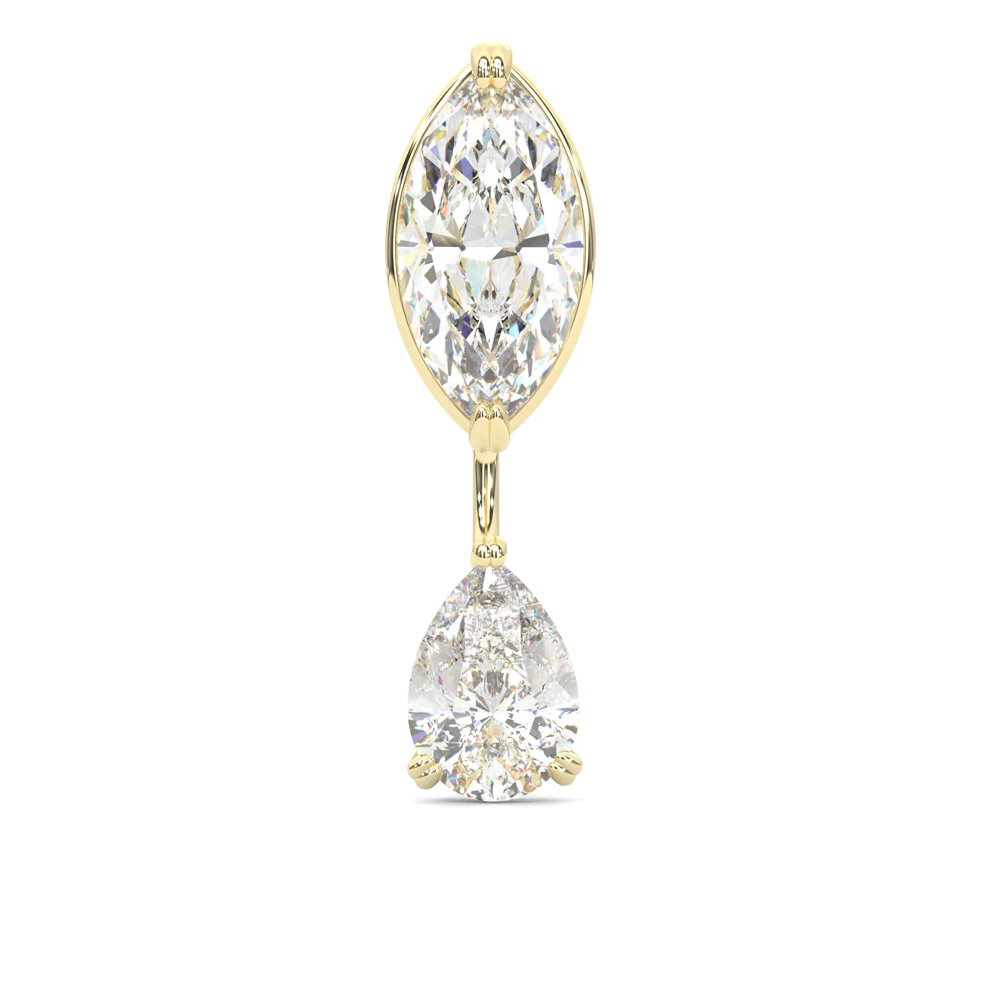 Marquise & Pear Drop Earrings  ( Yellow Gold 14k ) - Image 4