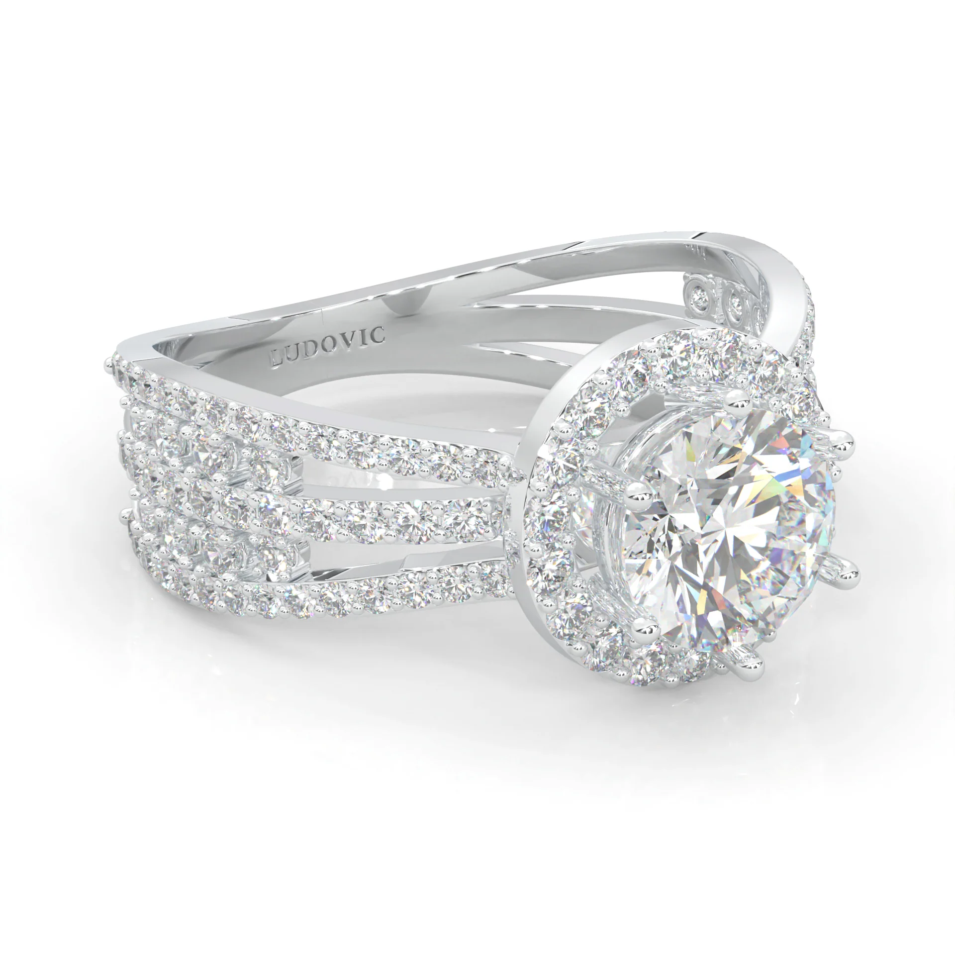Moon Halo Moissanite Engagement Ring (14k Solid Gold) - Image 4