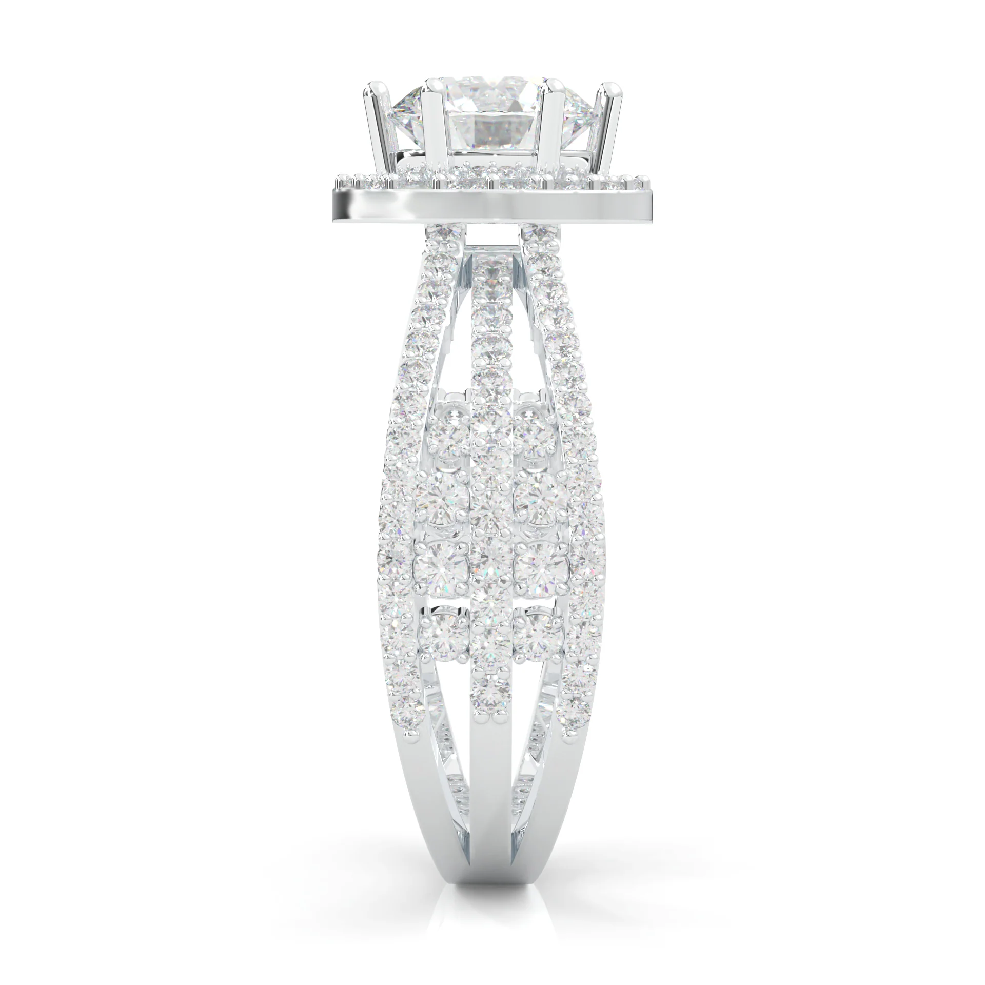 Moon Halo Moissanite Engagement Ring (14k Solid Gold) - Image 5