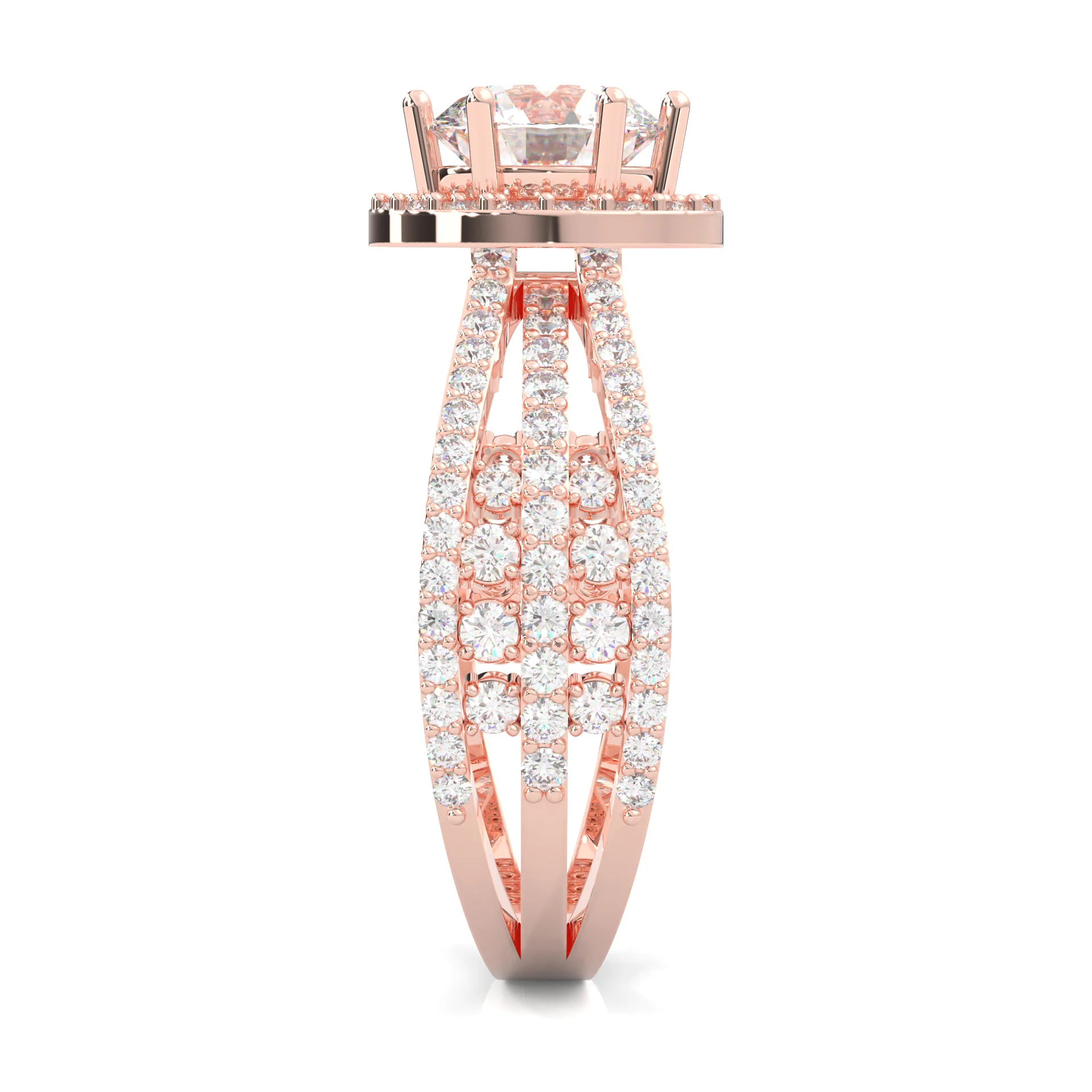 Moon Halo Moissanite Engagement Ring ( Rose Gold 14K ) - Image 3