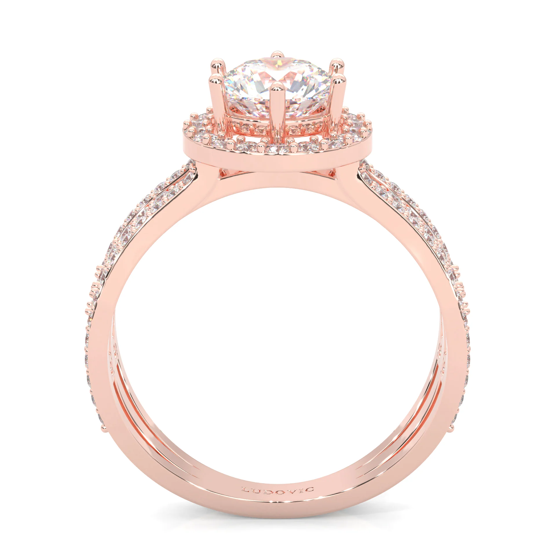 Moon Halo Moissanite Engagement Ring ( Rose Gold 14K ) - Image 4
