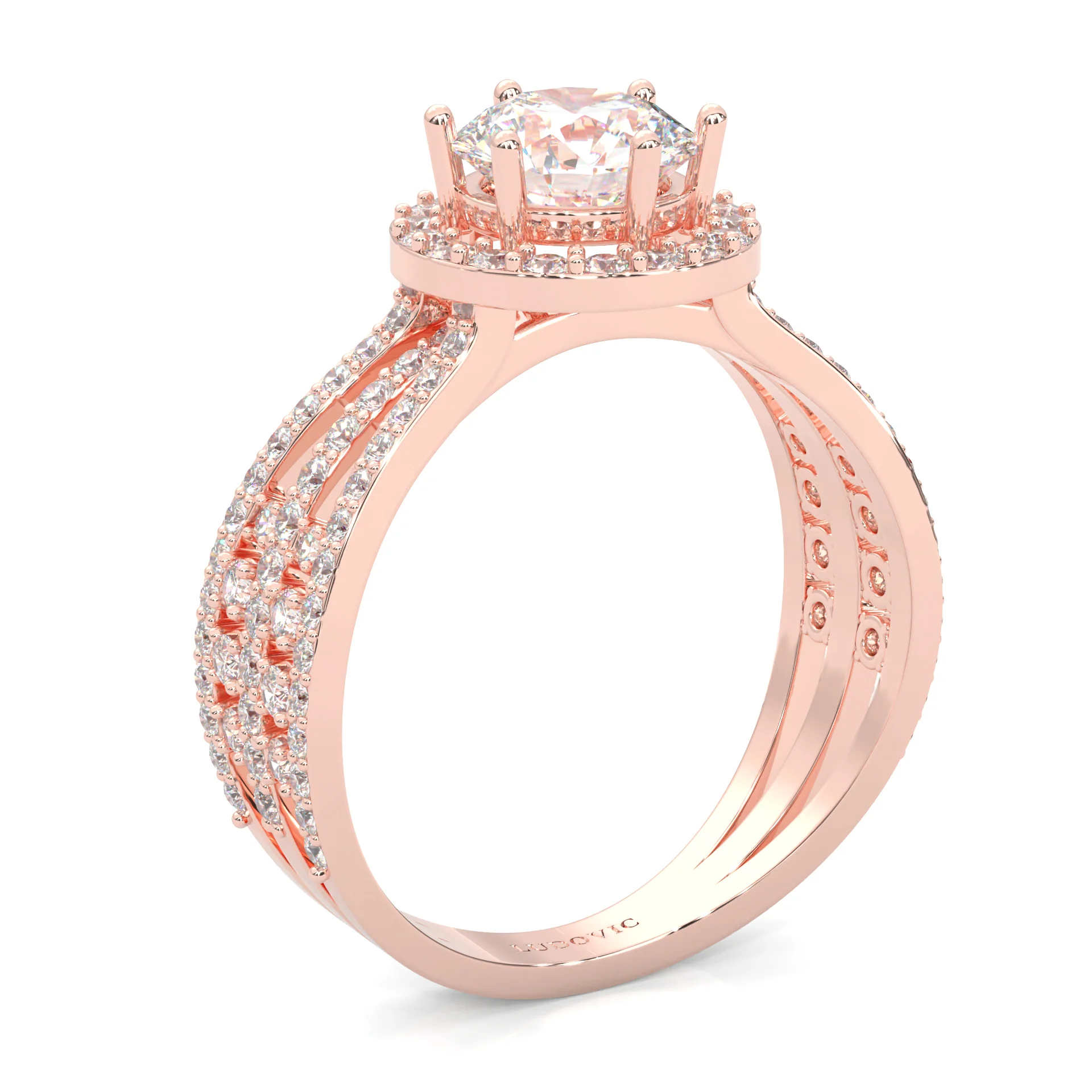 Moon Halo Moissanite Engagement Ring ( Rose Gold 14K ) - Image 5