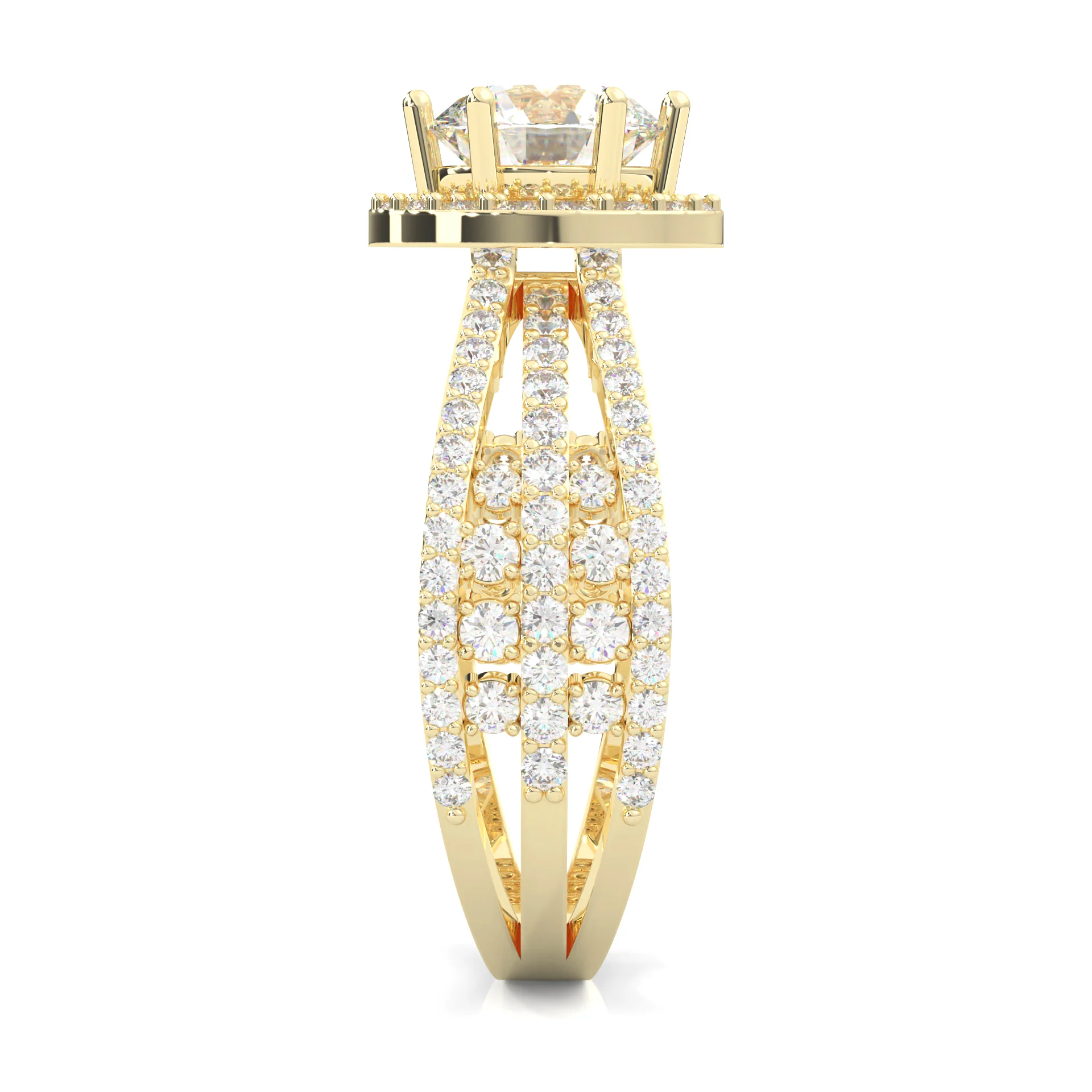 Moon Halo Moissanite Engagement Ring ( Yellow Gold 14K ) - Image 3