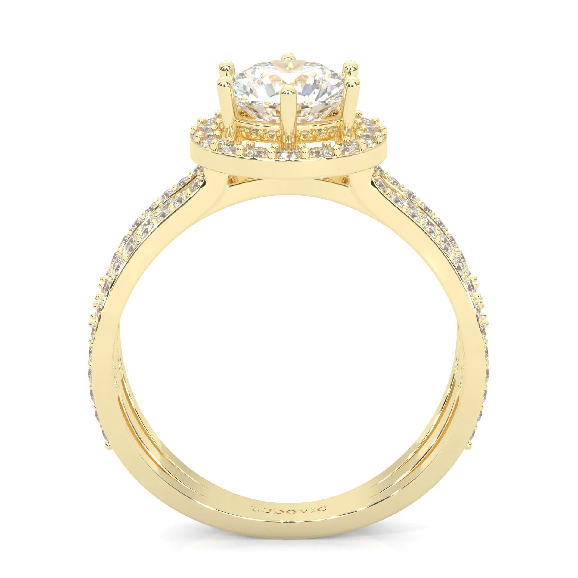 Moon Halo Moissanite Engagement Ring ( Yellow Gold 14K ) - Image 4