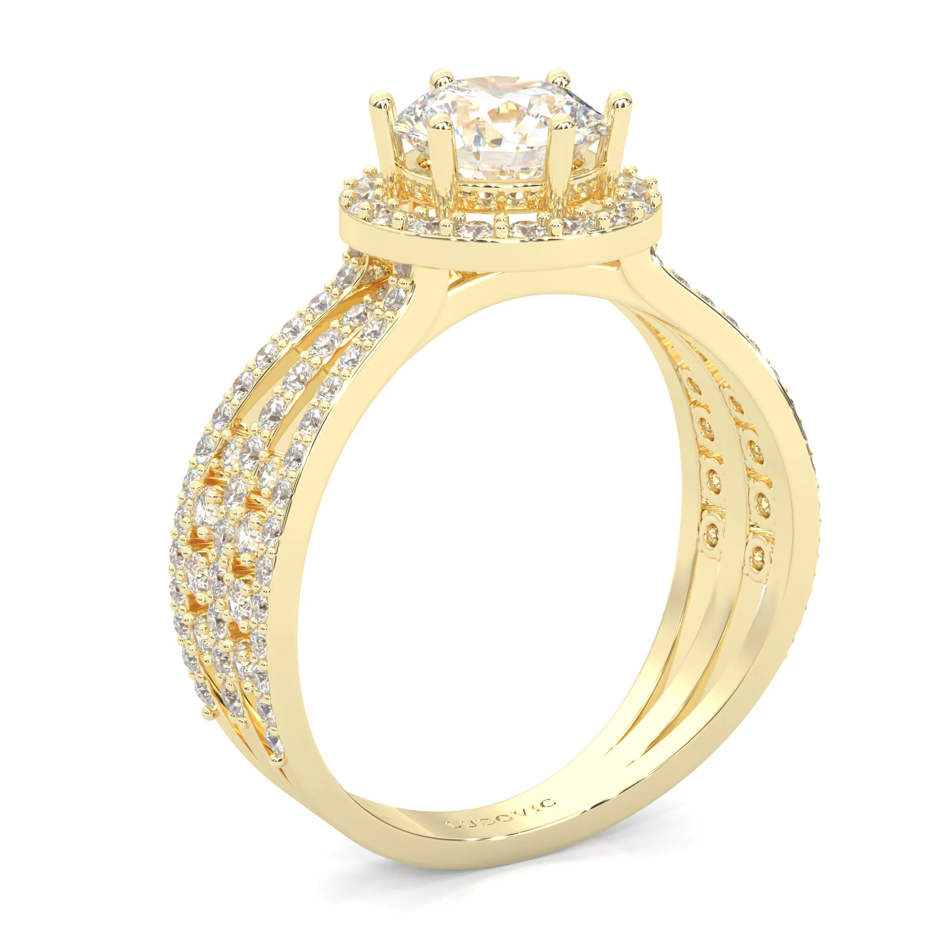 Moon Halo Moissanite Engagement Ring ( Yellow Gold 14K ) - Image 5