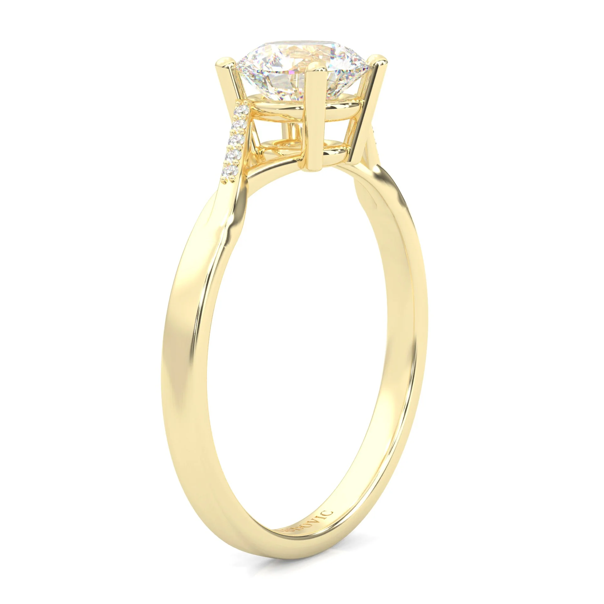 Mountain Style Wedding Set (14k Solid Yellow Gold) - Image 6