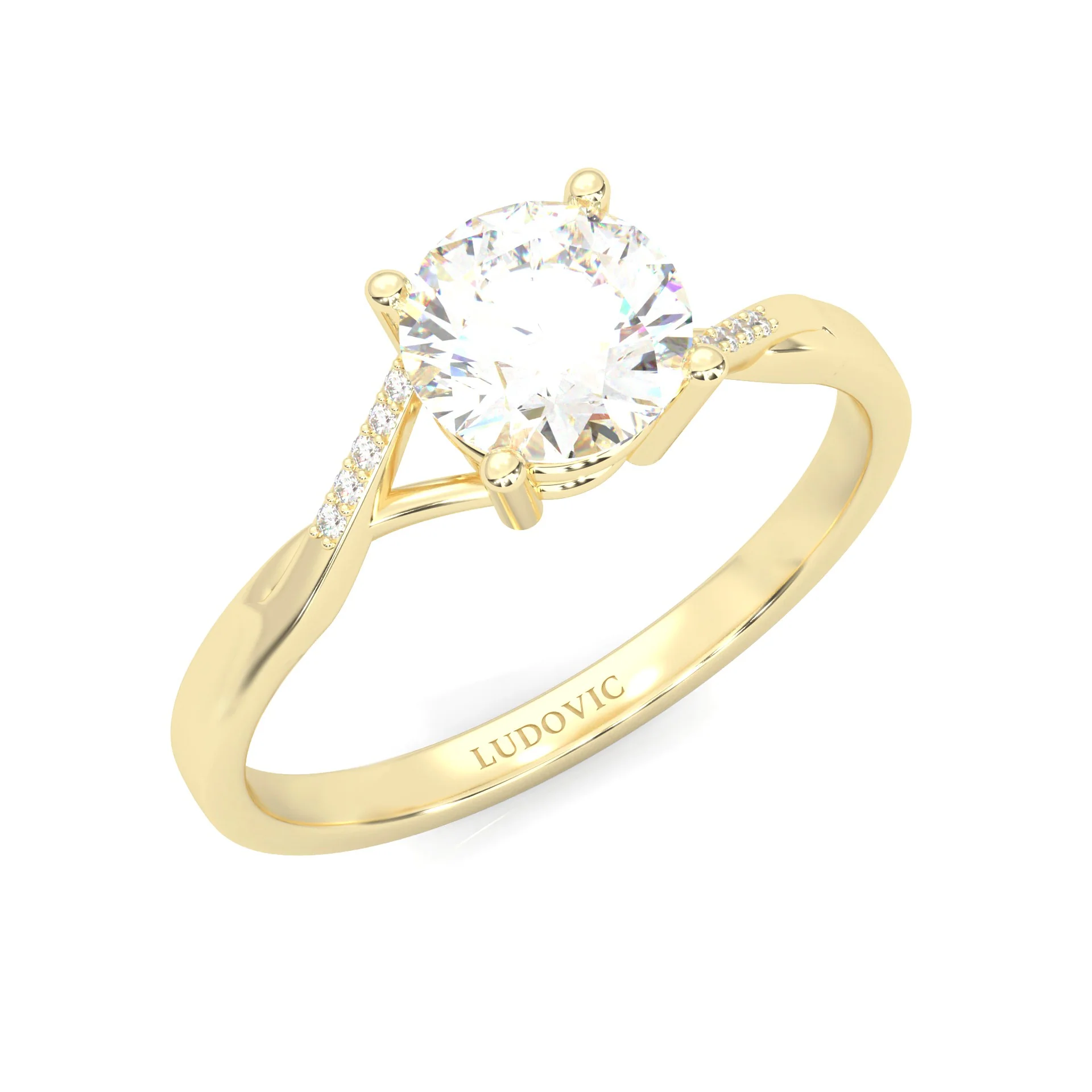 Mountain Style Wedding Set (14k Solid Yellow Gold) - Image 8