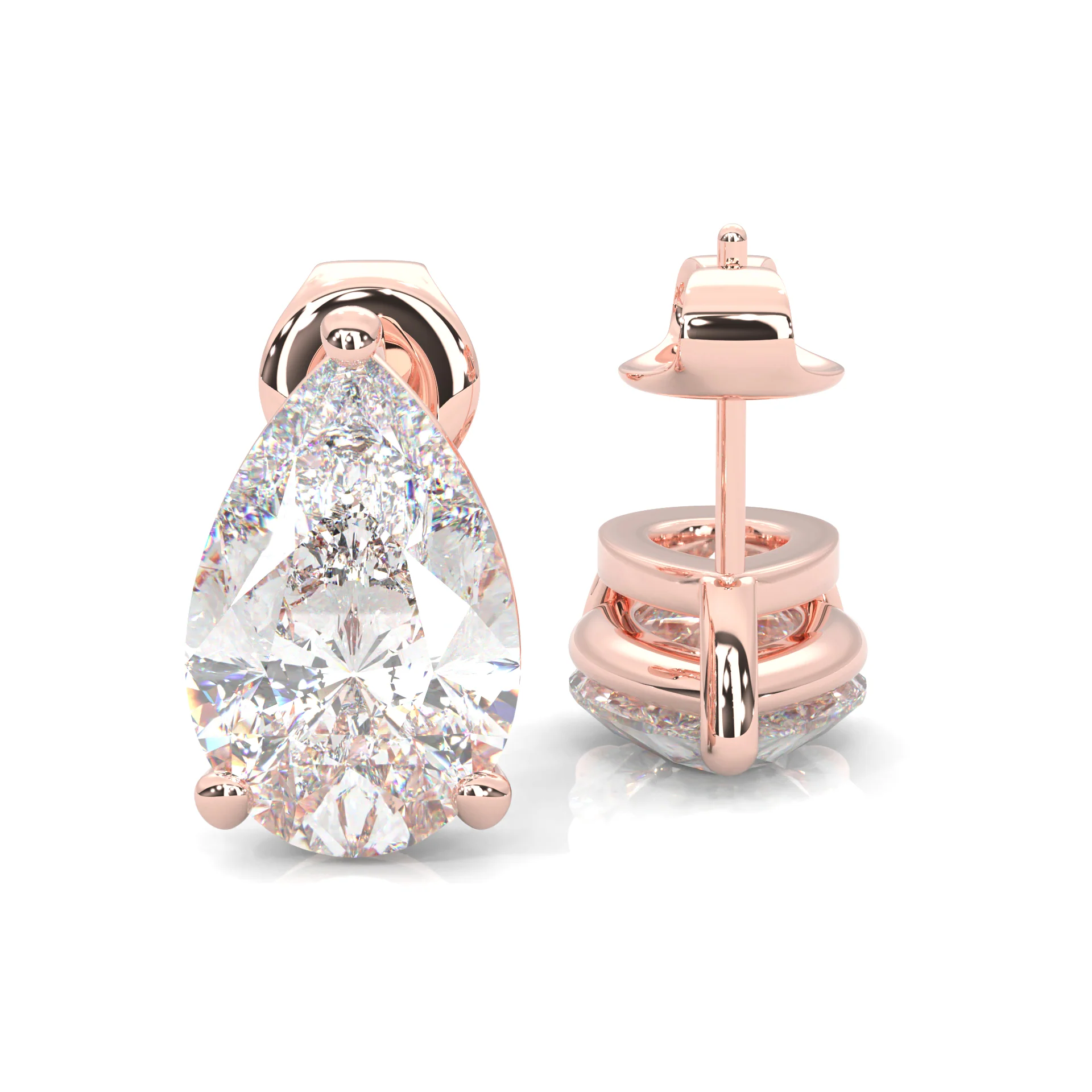 Pear Stud Earrings ( Rose Gold 14k ) - Image 3