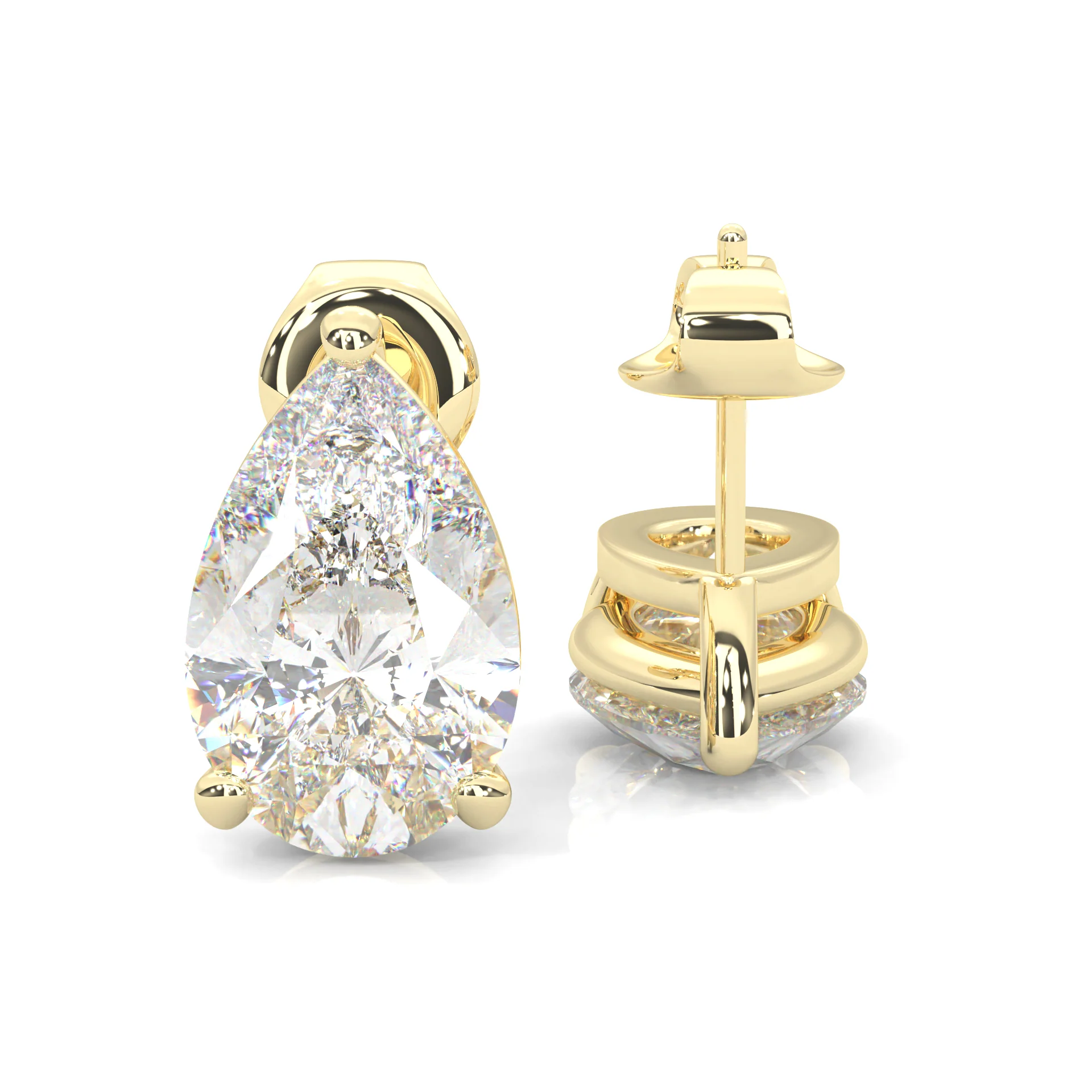 Pear Stud Earrings  ( Yellow Gold 14k ) - Image 3