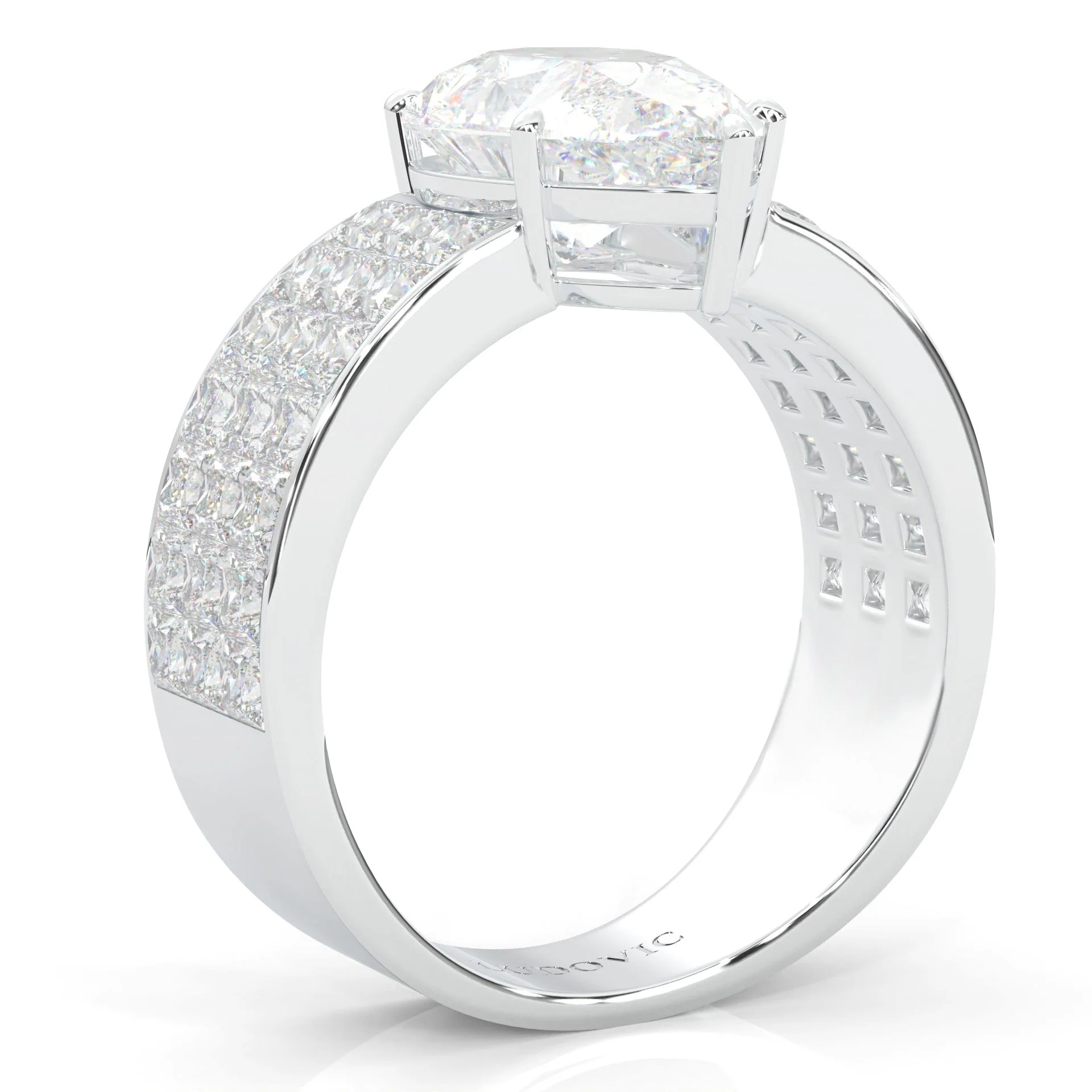 Pear Cut Moissanite Cocktail Ring ( Platinum-Plated Silver ) - Image 3