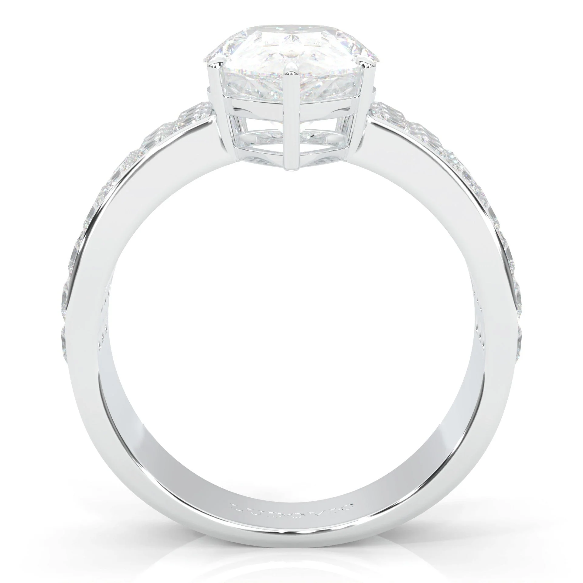 Pear Cut Moissanite Cocktail Ring ( Platinum-Plated Silver ) - Image 4