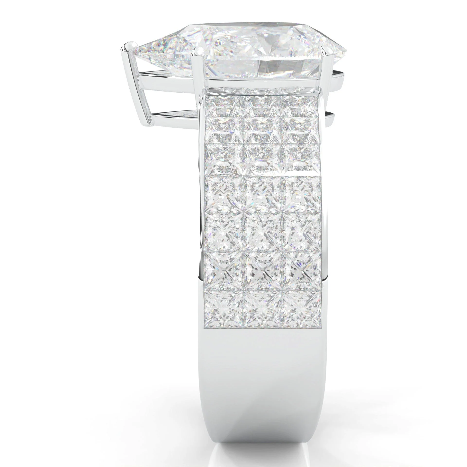 Pear Cut Moissanite Cocktail Ring ( Platinum-Plated Silver ) - Image 5