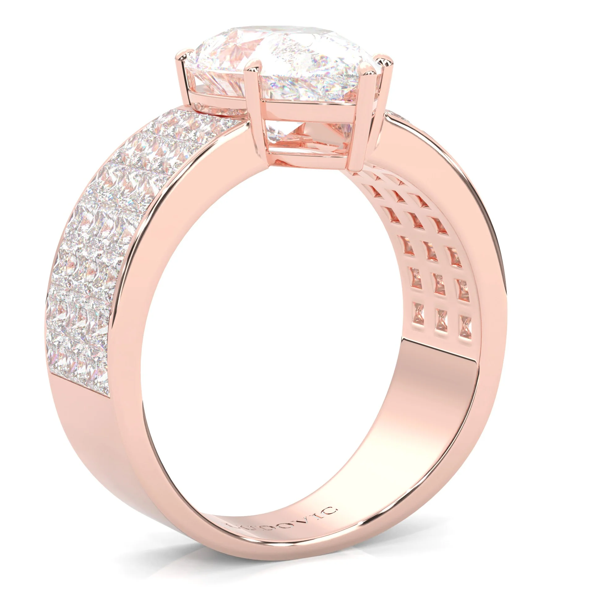 Pear Cut Moissanite Engagement Ring ( 14k Rose Gold ) - Image 3