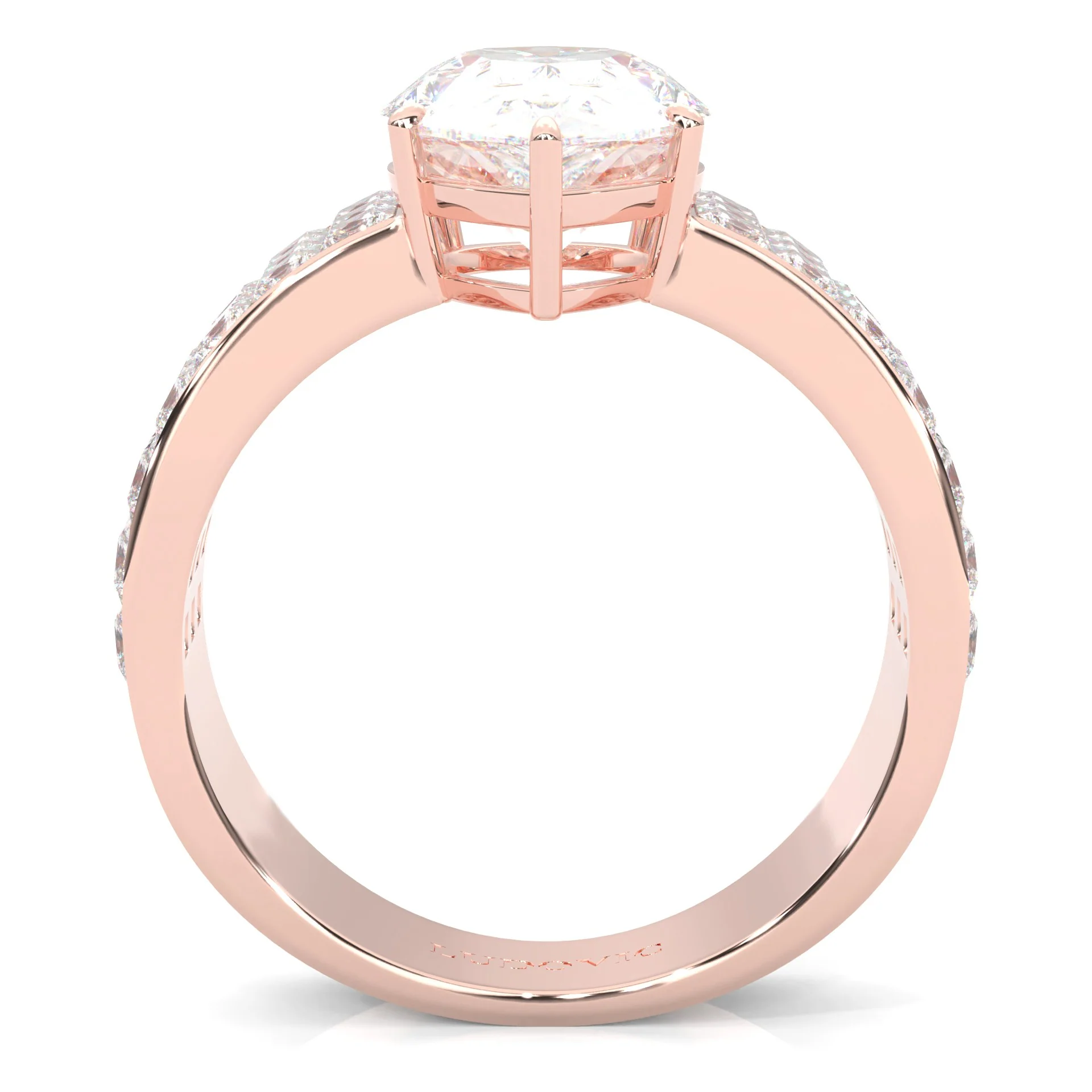 Pear Cut Moissanite Engagement Ring ( 14k Rose Gold ) - Image 4