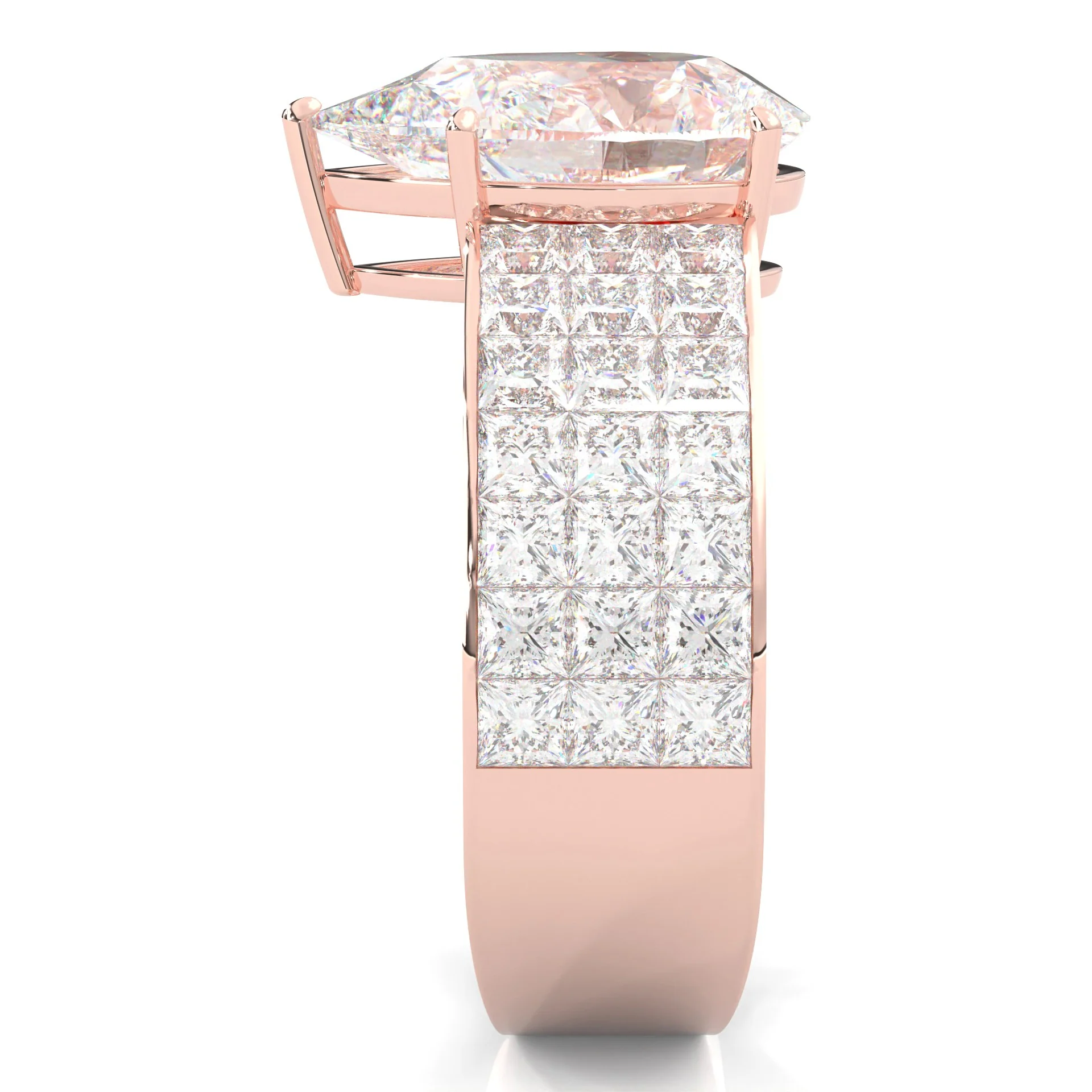 Pear Cut Moissanite Engagement Ring ( 14k Rose Gold ) - Image 5