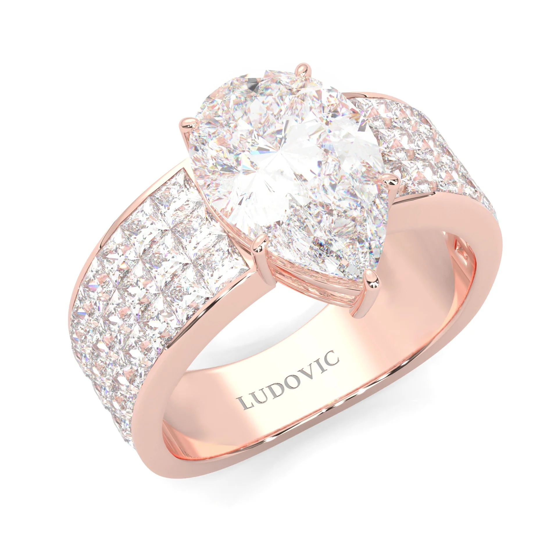 Pear Cut Moissanite Engagement Ring ( 14k Rose Gold ) - Image 6
