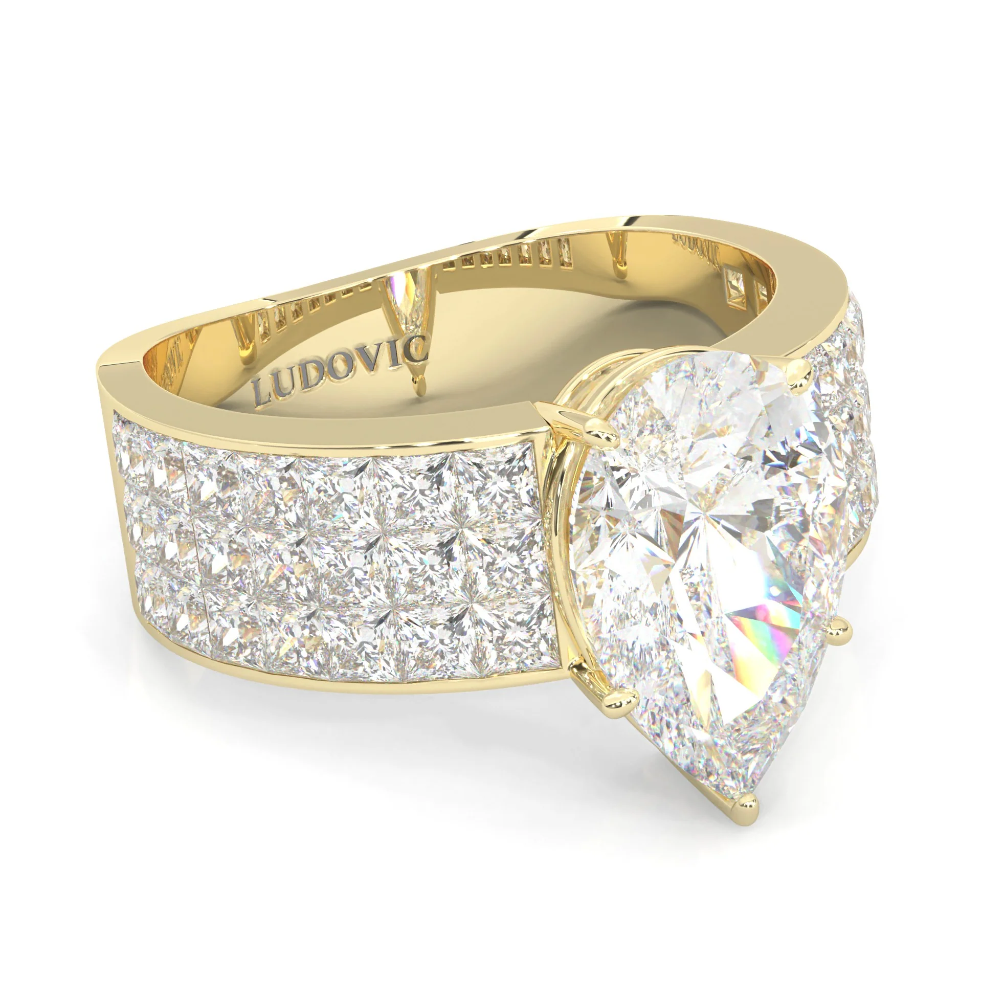 Pear Cut Moissanite Engagement Ring ( 14k Yellow Gold ) - Image 2