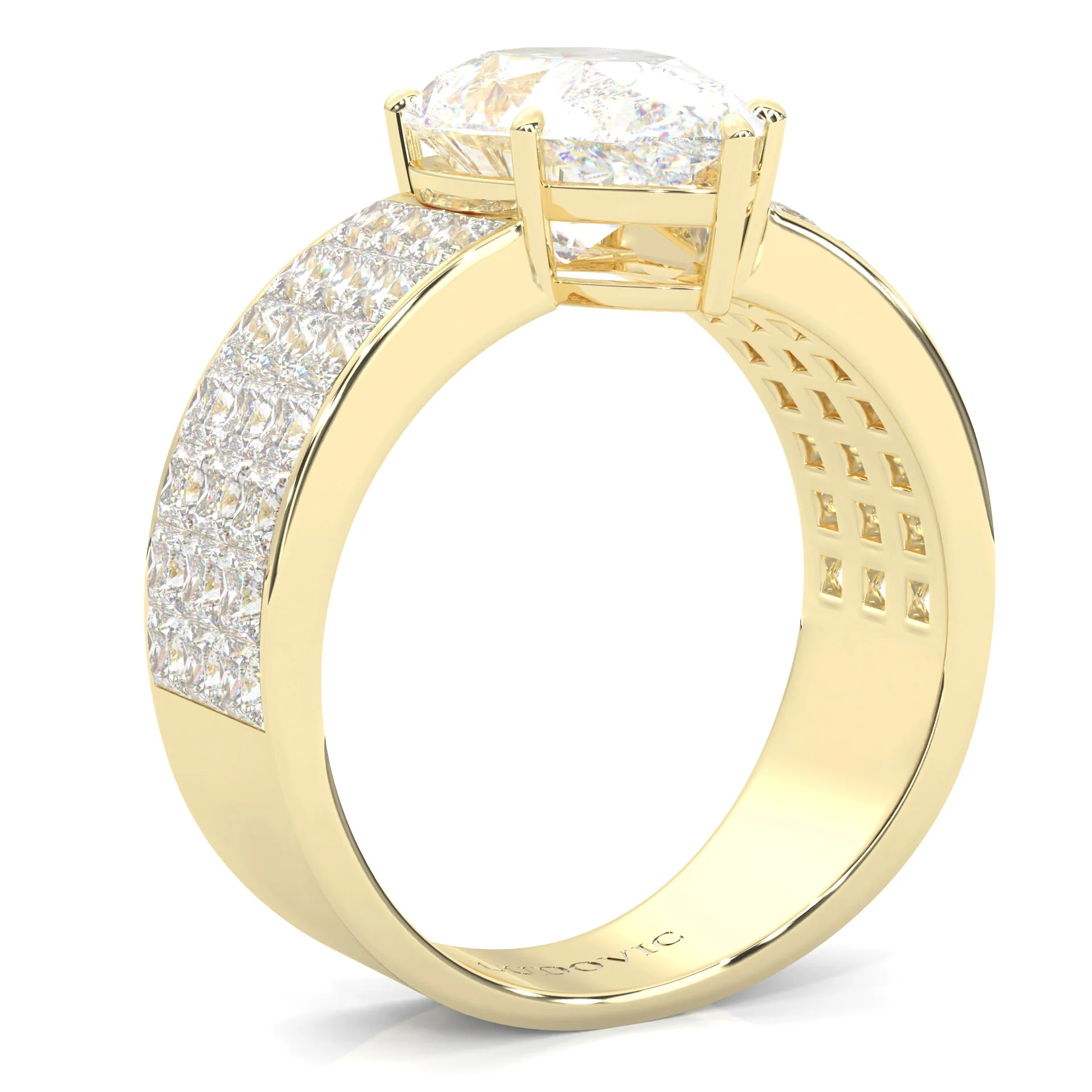 Pear Cut Moissanite Engagement Ring ( 14k Yellow Gold ) - Image 3
